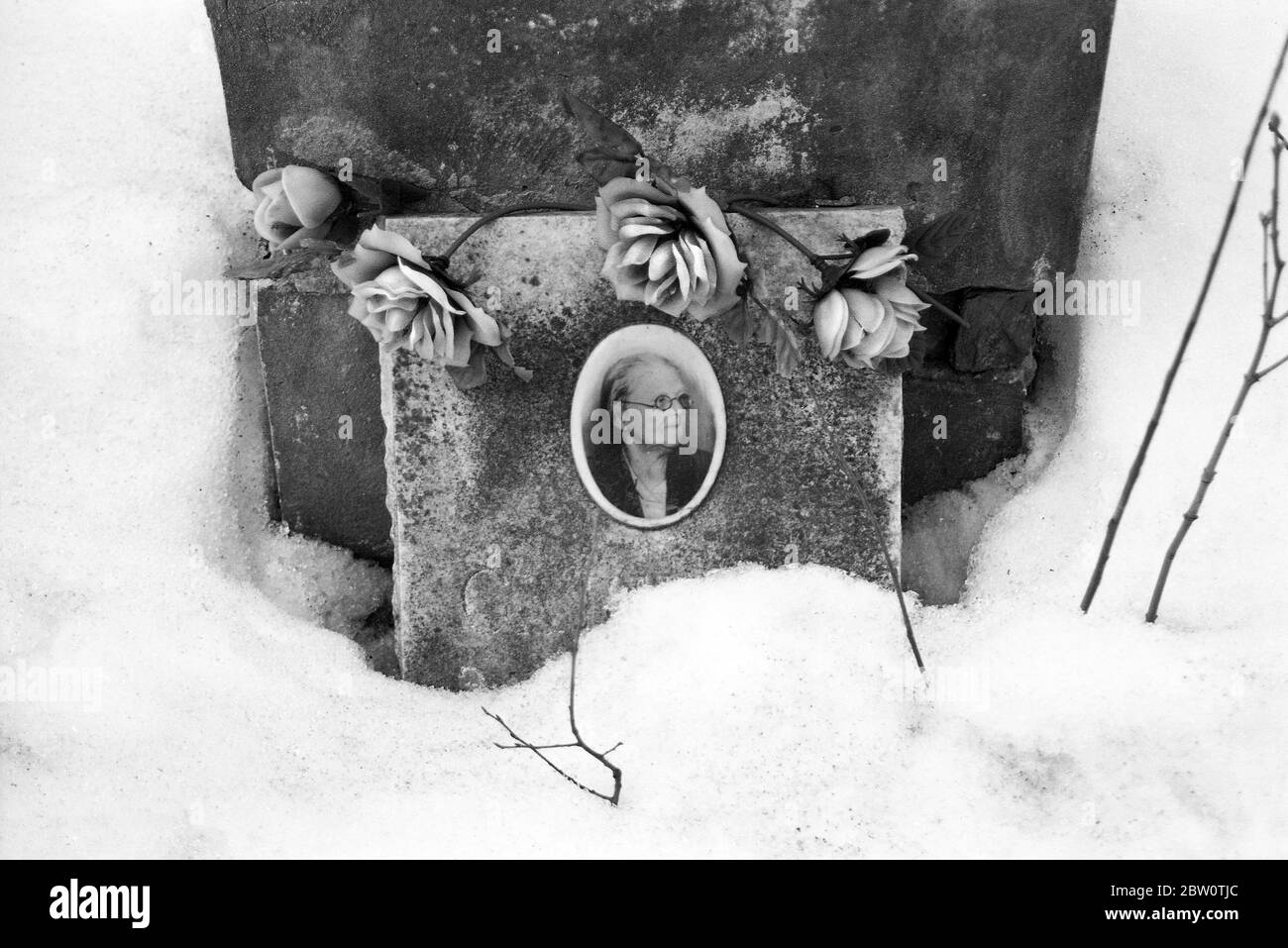 abandoned grave at Donskoe cemetery in Moscow Stock Photo