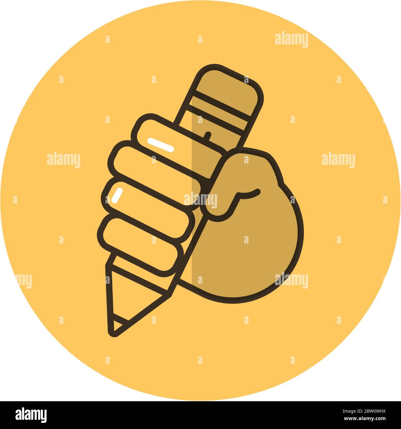 hand with pencil school supply block style icon Stock Vector Image ...