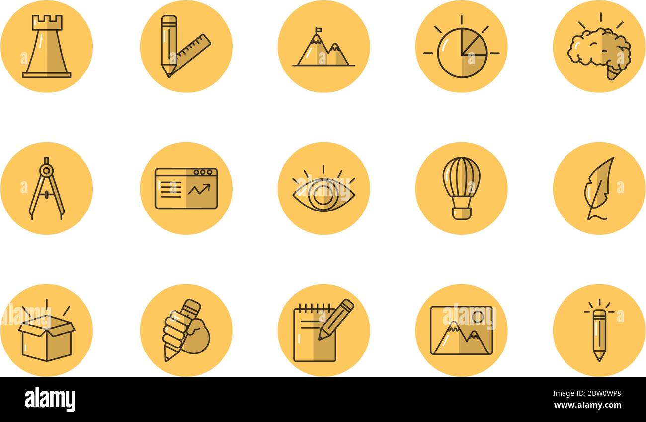 bundle of designer set icons Stock Vector