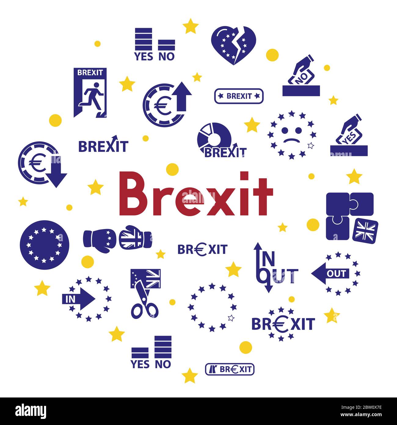 Brexit icon set for web Stock Vector