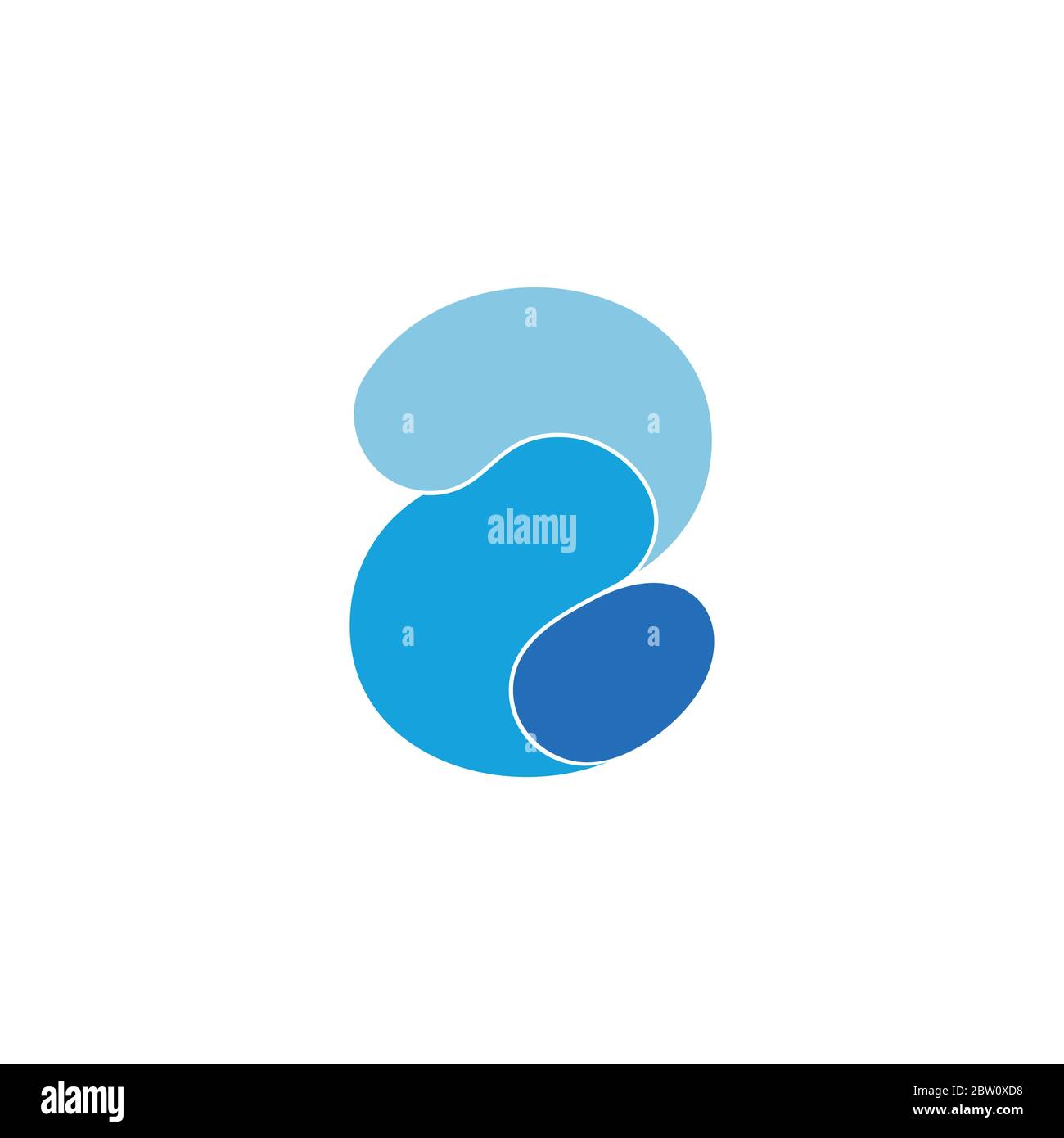 number 2 3d flat curves shadow symbol logo vector Stock Vector