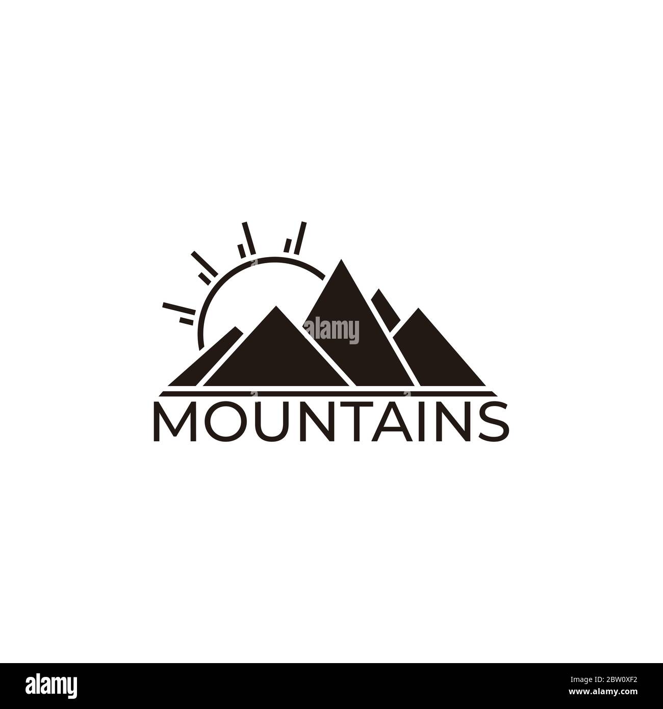 text mountain sun geometric design symbol logo vector Stock Vector