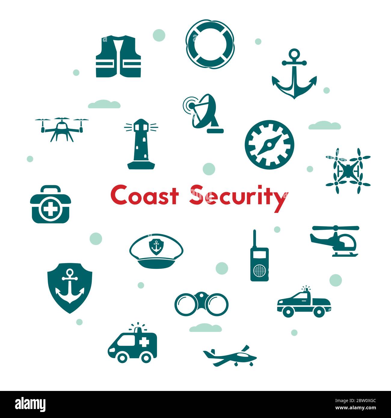 Coast security icons Stock Vector