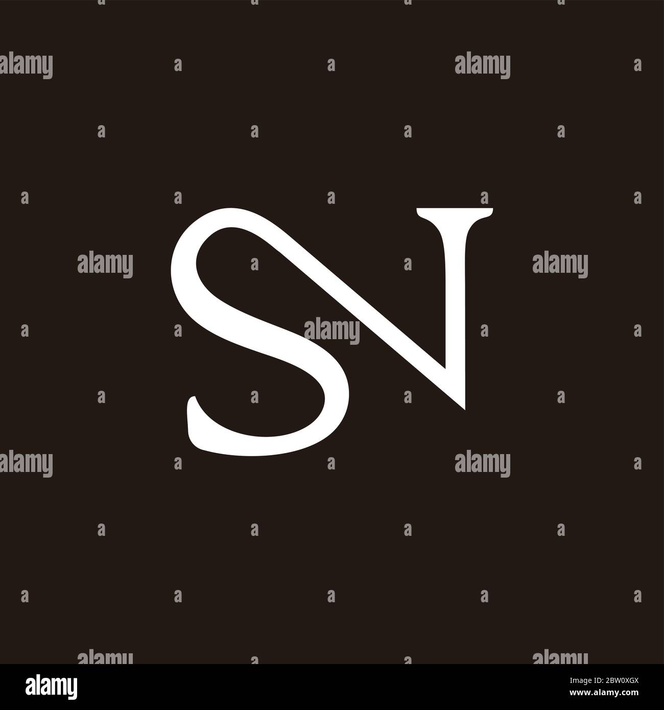 letter sn simple linked curves design logo vector Stock Vector