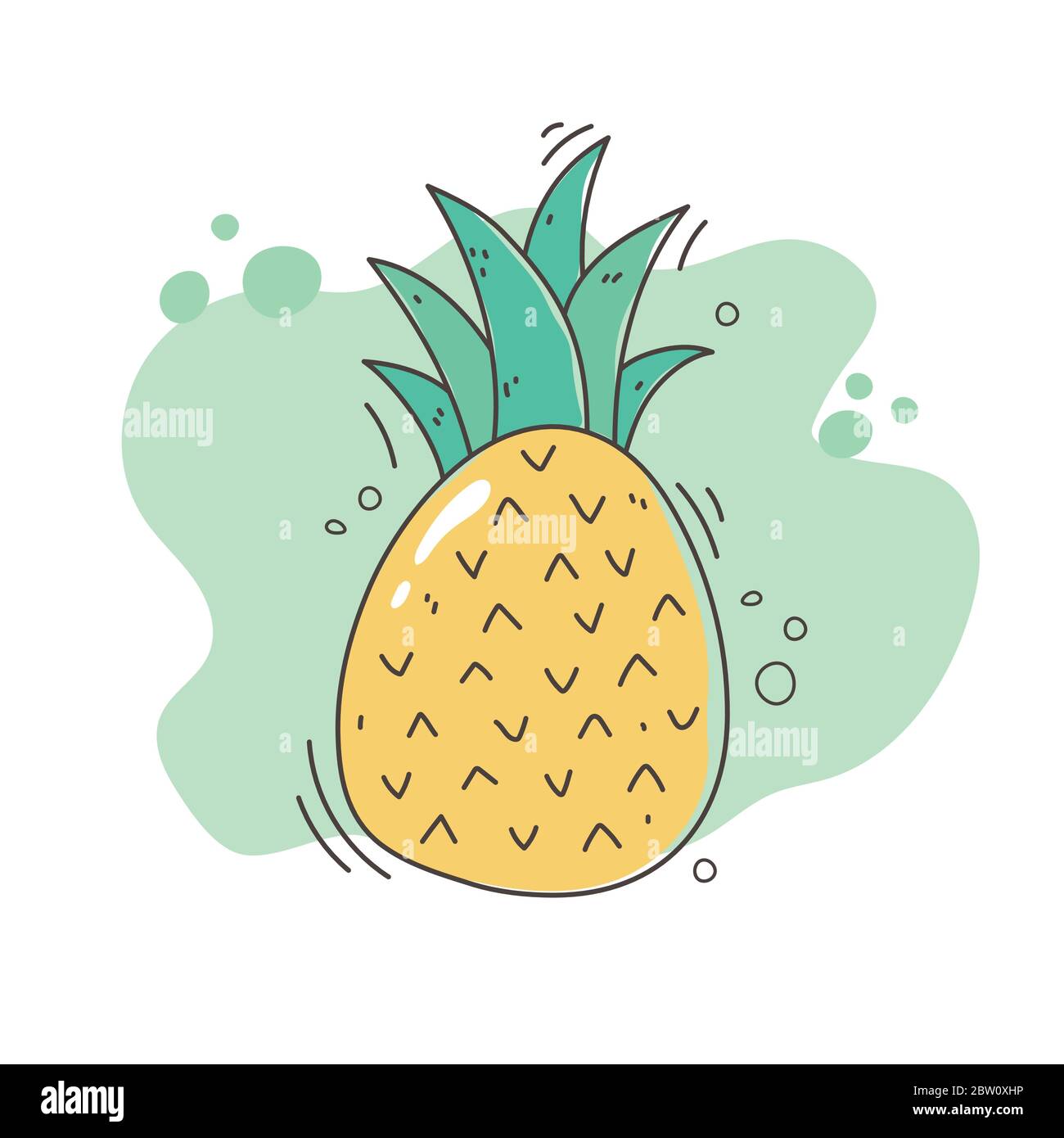 healthy food nutrition diet fresh fruit tropical pineapple icon vector ...