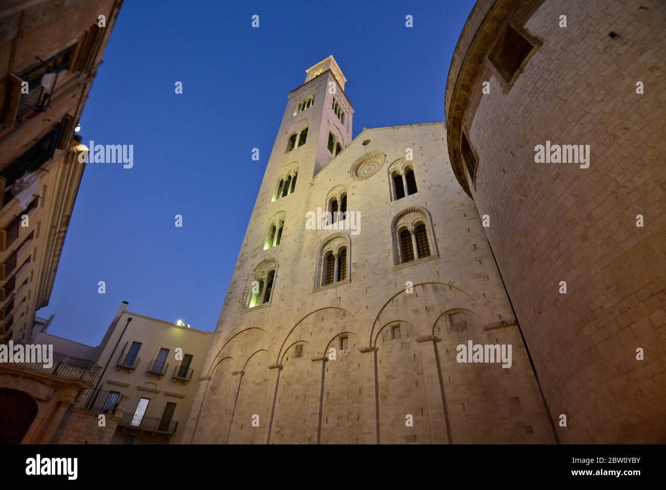 Bari Cathedral at twilight, Italy Stock Photo
