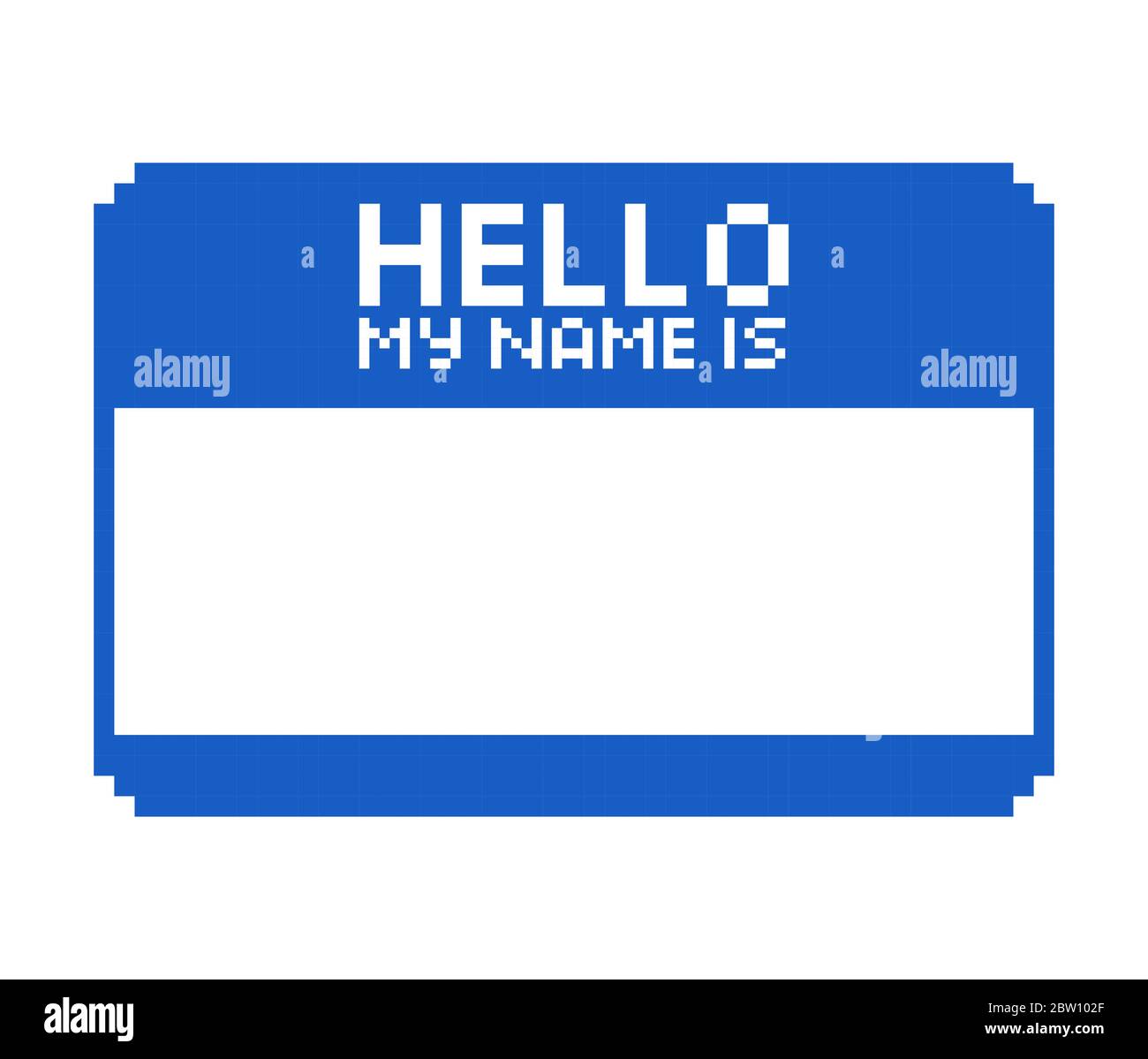 Pixel art 8-bit Blue blank name tag sticker HELLO my name is on white  background - isolated vector illustration Stock Vector Image & Art - Alamy