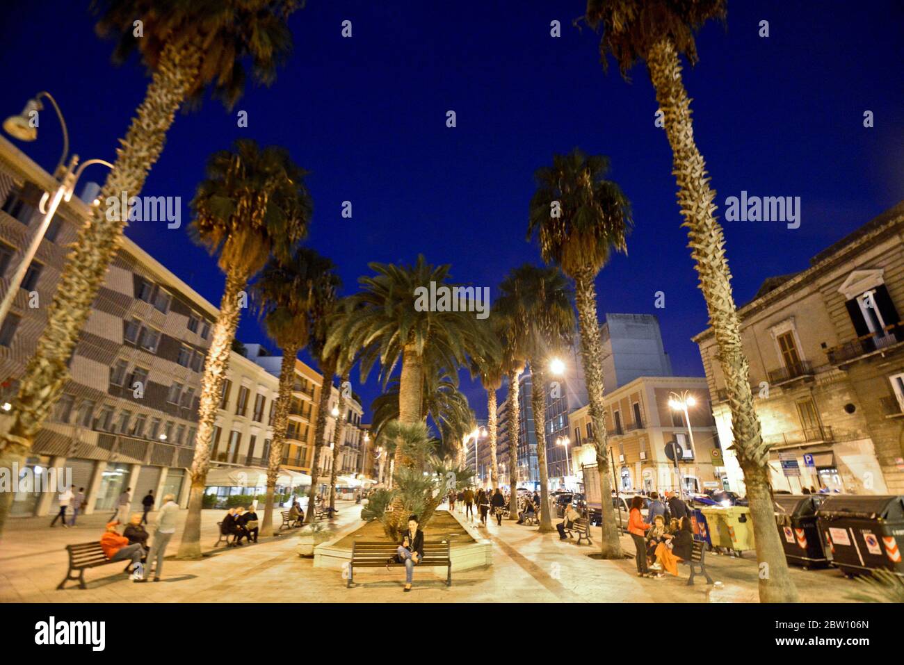 Corso Vittorio Emanuele in the evening, Bari, Italy Stock Photo