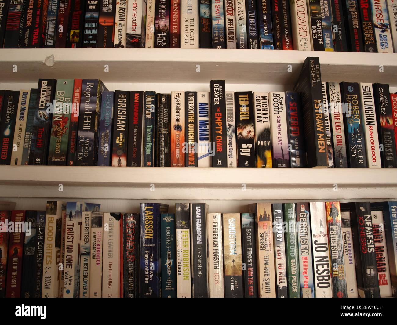 Bookshelves full of second hand paperbacks Stock Photo Alamy