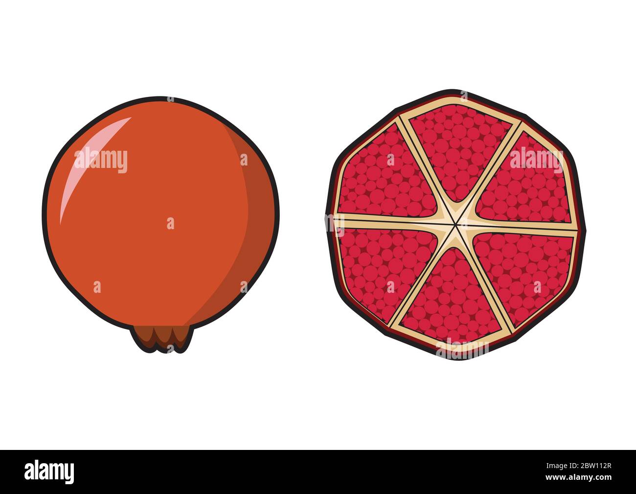 icon vector colorful two punica granatum fruit with slice Stock Vector ...