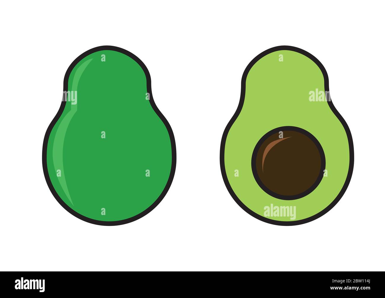 icon vector colorful two avocado with slice Stock Vector
