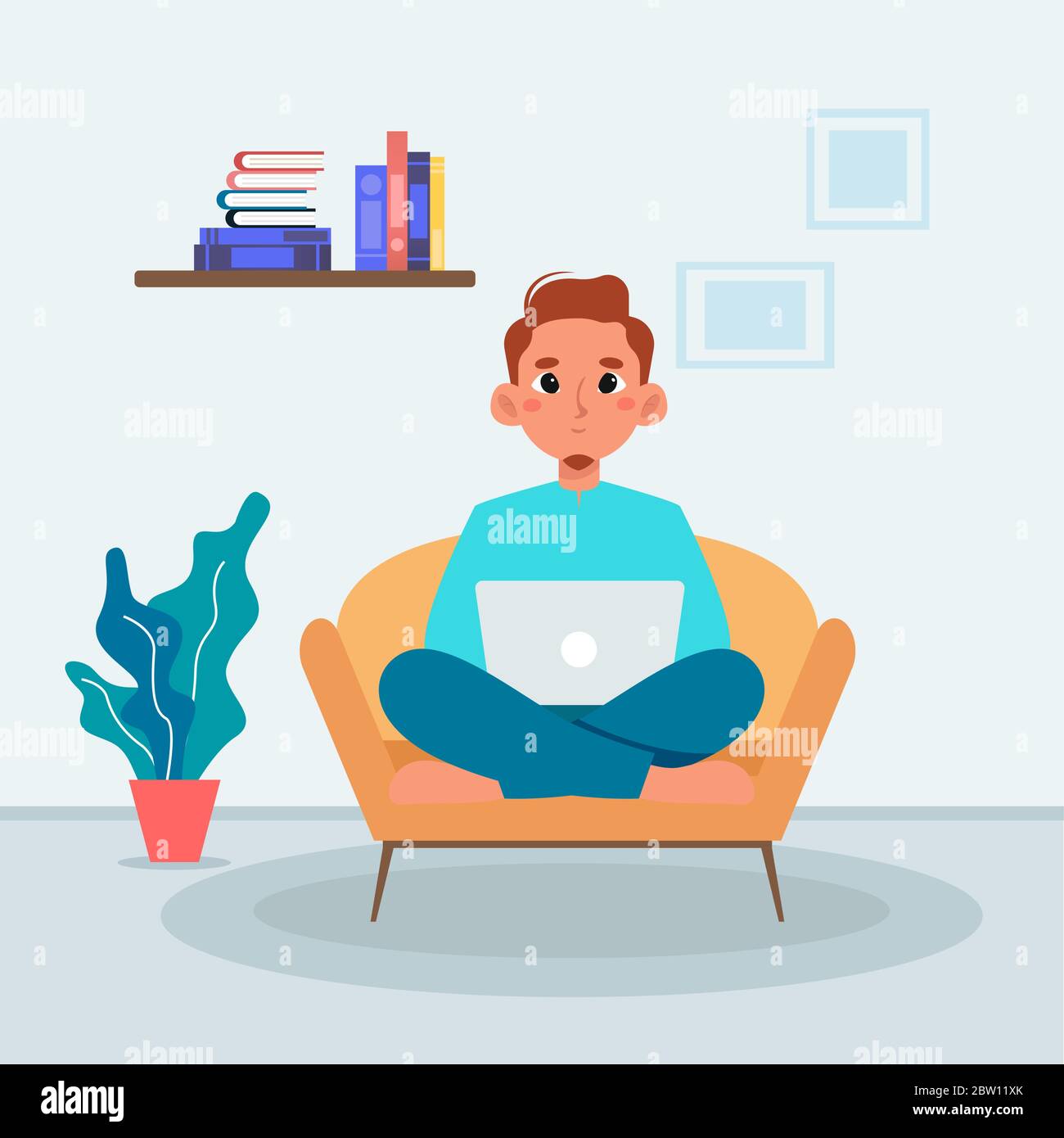 Working in home office Stock Vector
