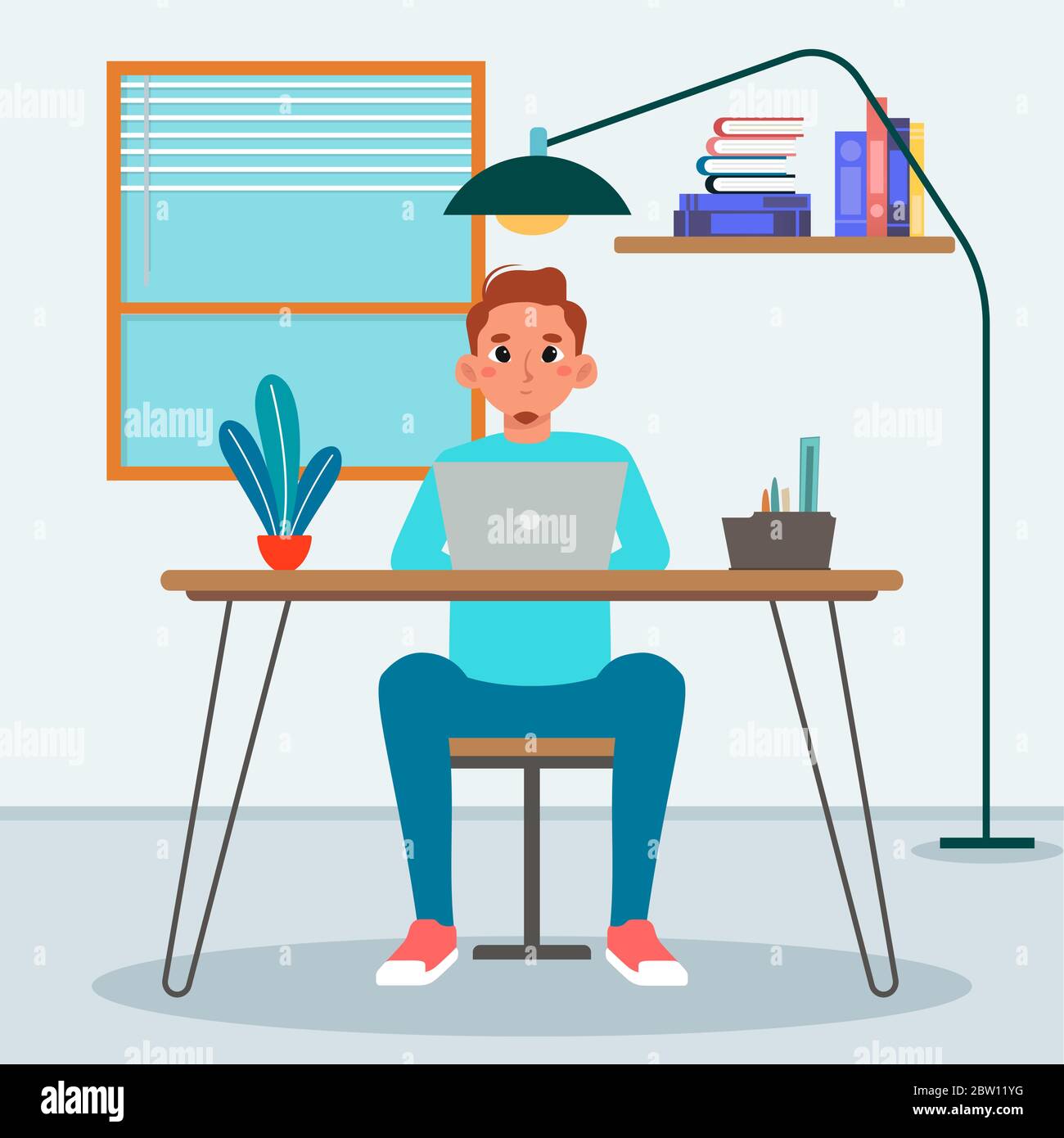Working in home office Stock Vector