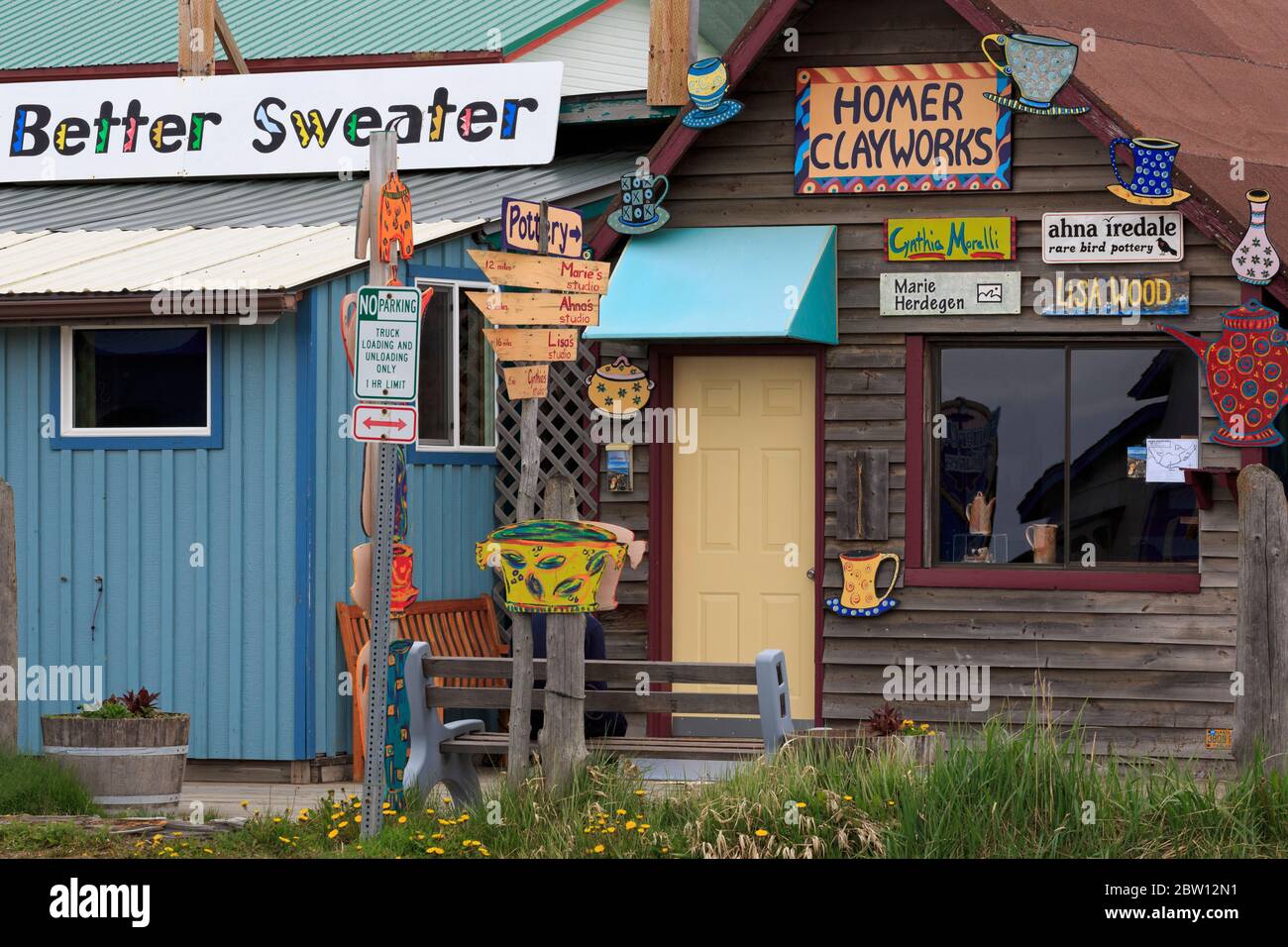 Store, Boardwalk, Homer Spit, Alaska, USA Stock Photo Alamy