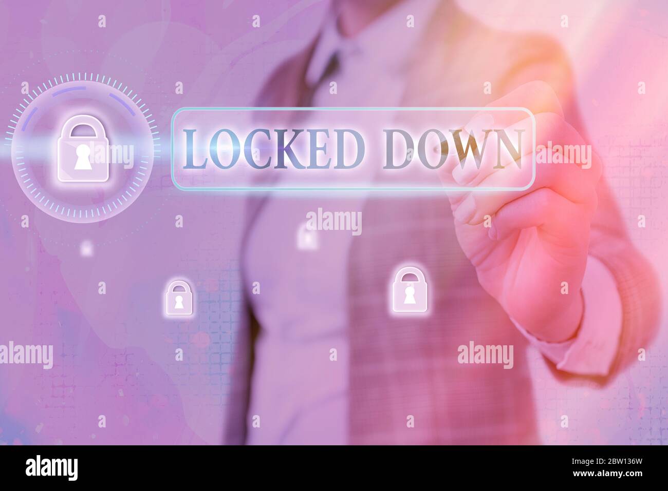 Conceptual hand writing showing Locked Down. Concept meaning emergency