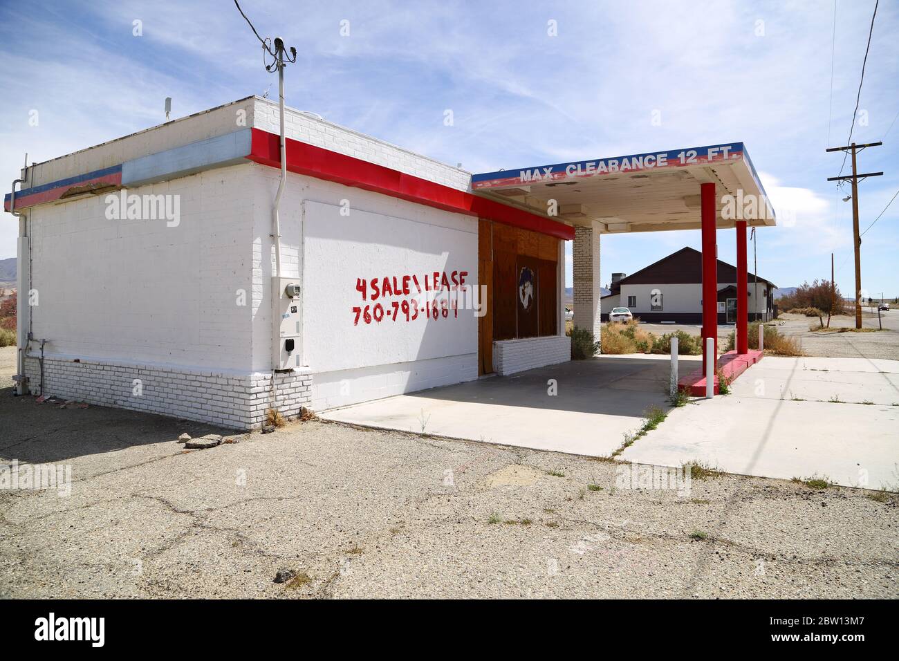 Historic Old Gas Station on the Way to Death Valley, California Stock