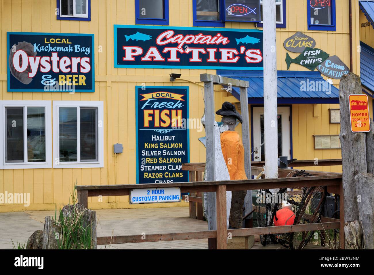 Store, Boardwalk, Homer Spit, Alaska, USA Stock Photo Alamy