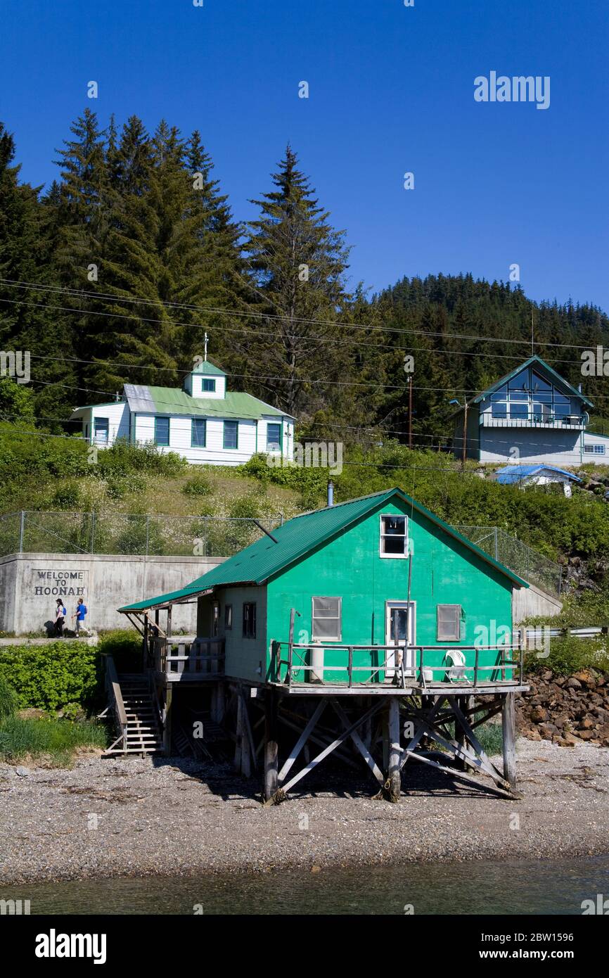 Beach front house, Hoonah City, Chichagof Island, Southeast Alaska, USA