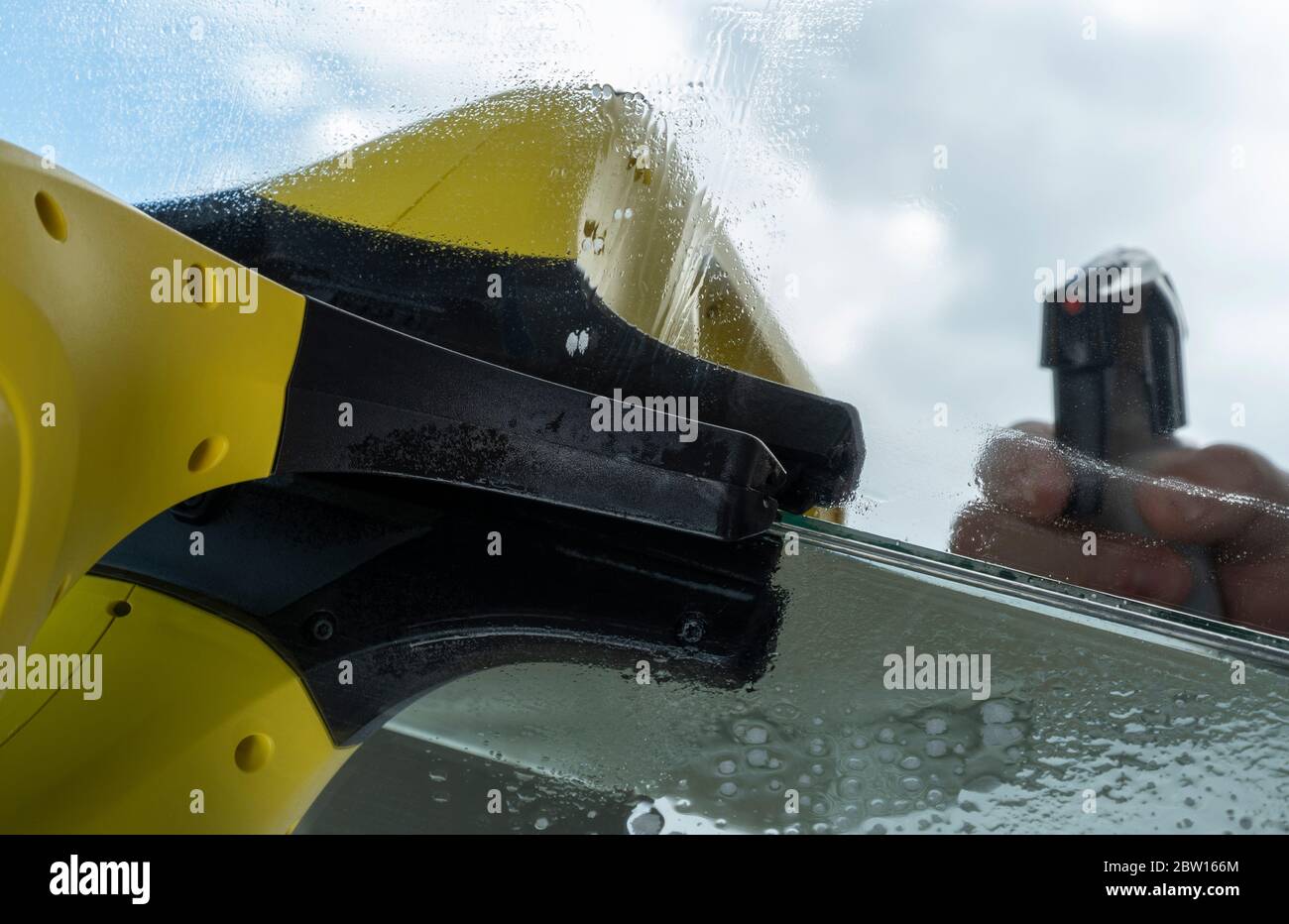 window glass cleaning tool. Selective focus. service cleaning of ...