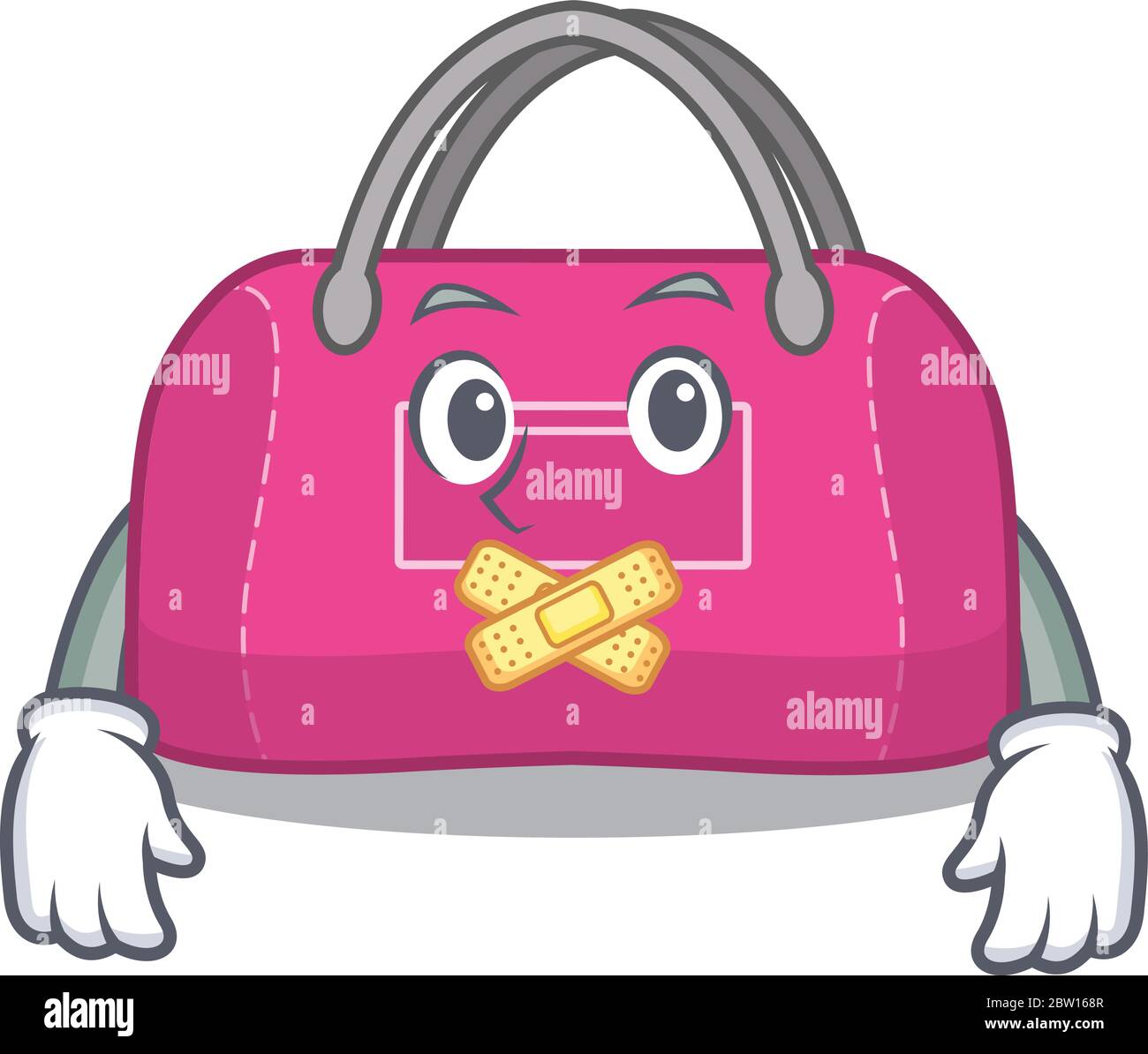 Woman sport bag cartoon character style having strange silent face Stock Vector