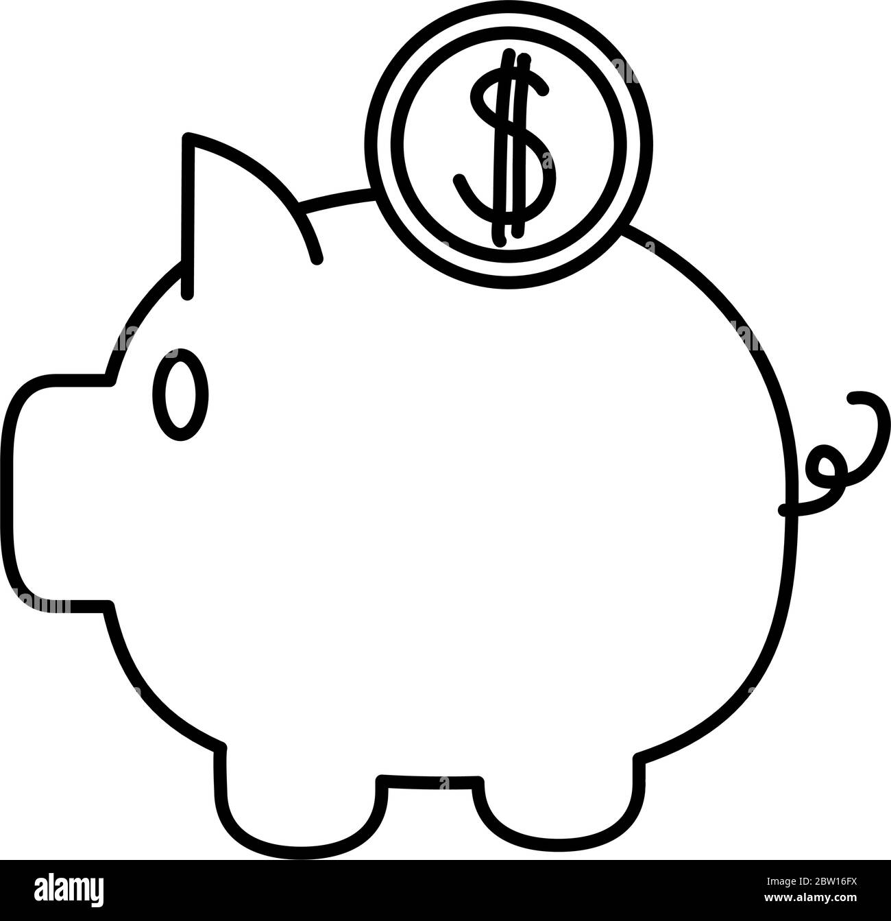 piggy bank money marketing and e-commerce vector illustration line ...