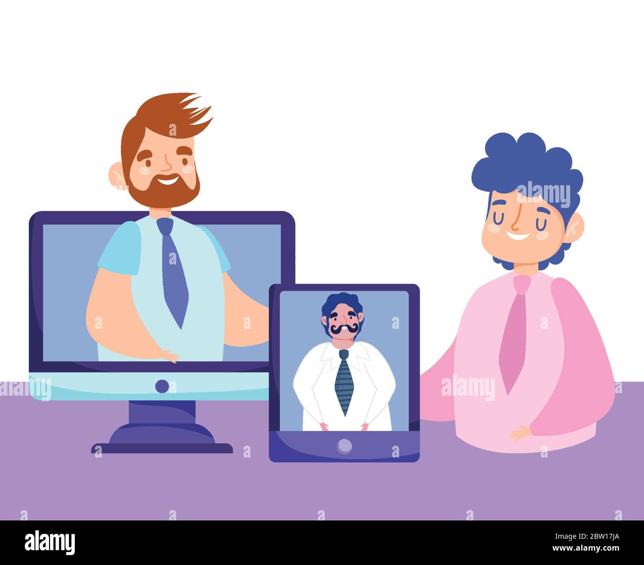online education teacher student computer smartphone class vector ...