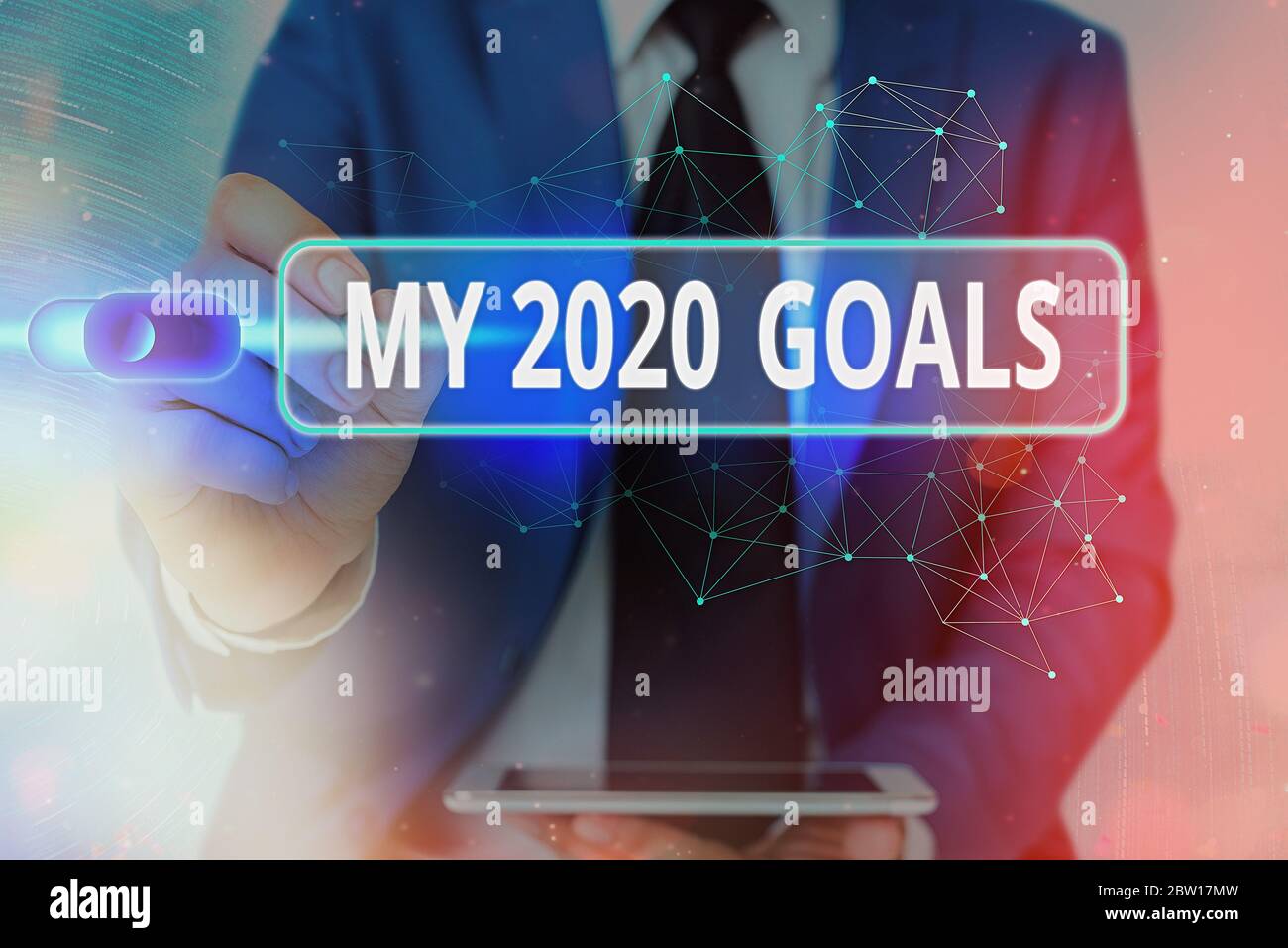 Writing note showing My 2020 Goals. Business concept for setting up an individualal goals or plans for the current year Stock Photo