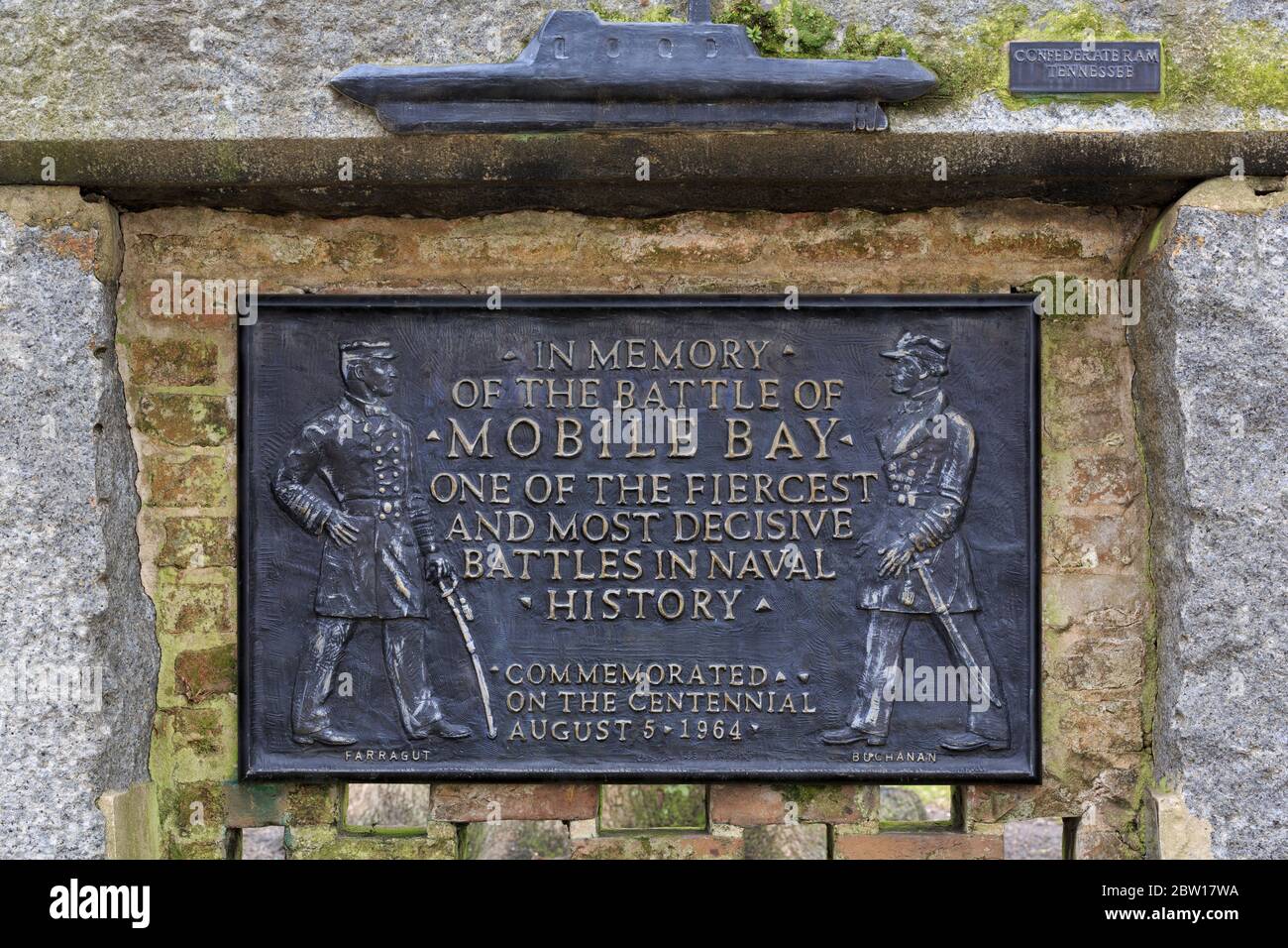 Battle of Mobile Bay Monument, Bienville Square, Mobile, Alabama, USA Stock Photo