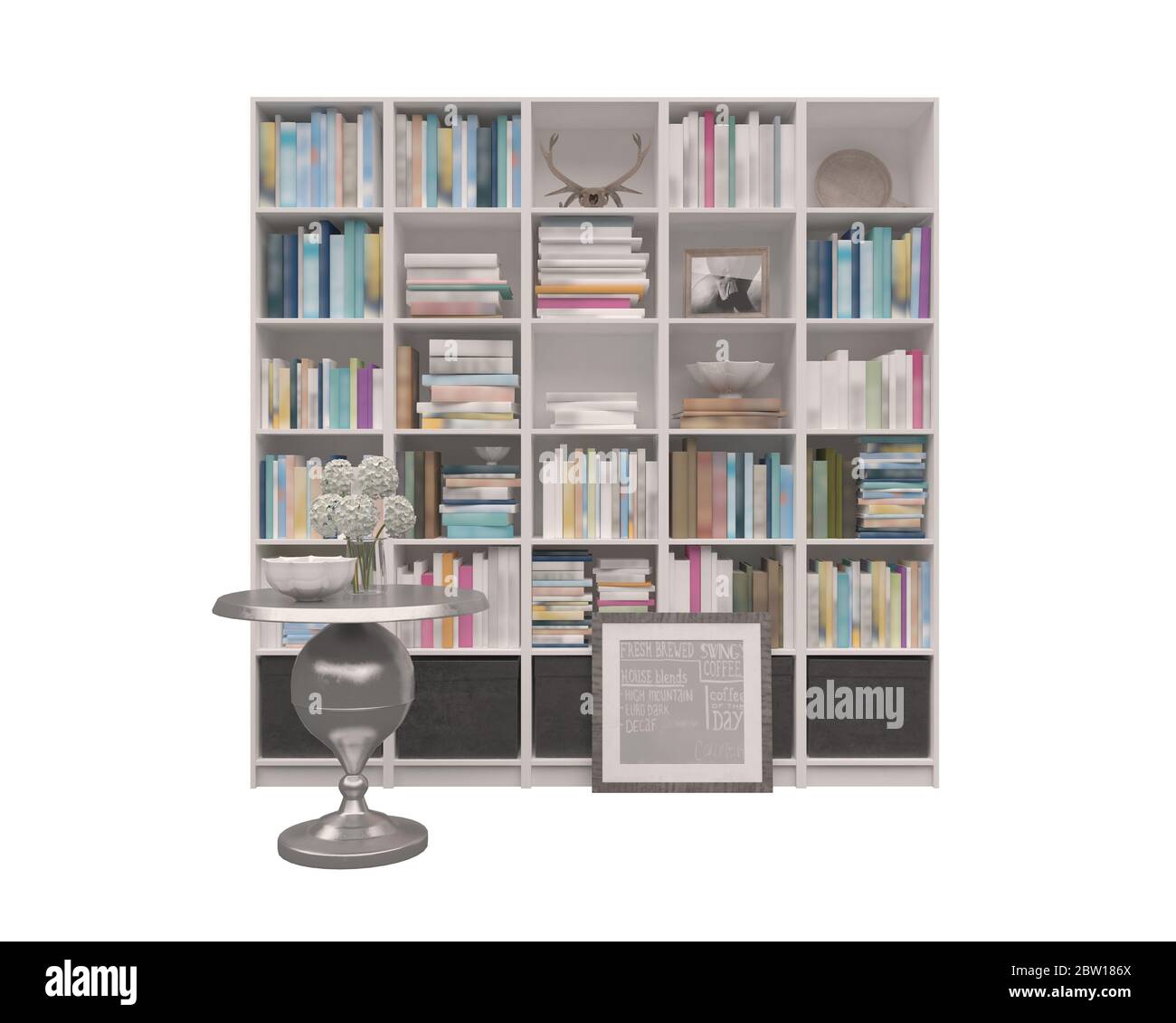 3d Illustration Bookcase Bookshelves Isolated On White Stock Photo Alamy