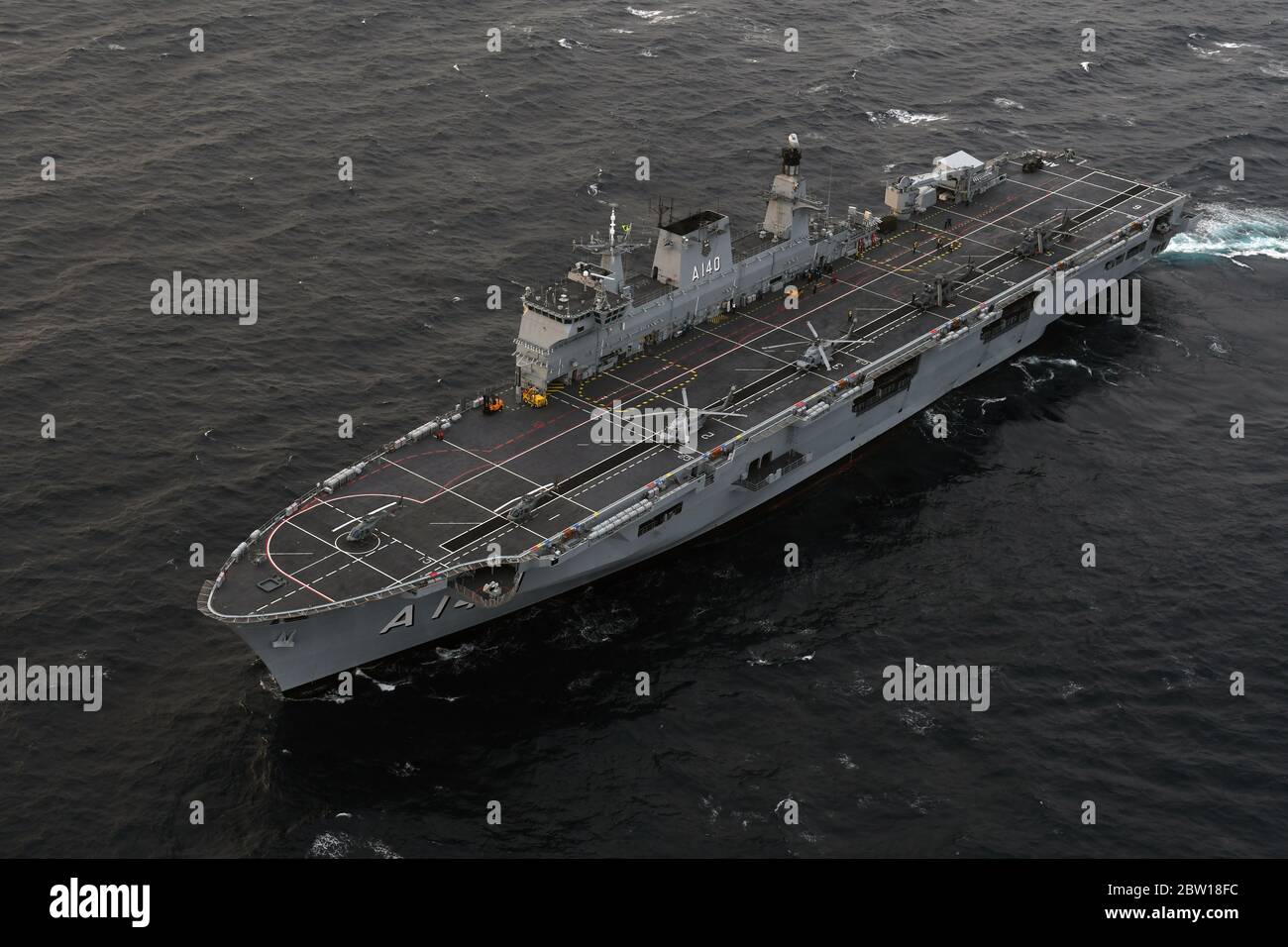 Rio de Janeiro, Brazil, September 29, 2018. Carrier Helicopters A140 Atlântico of the Brazilian Navy, sailing on the coast of Brazil. Stock Photo