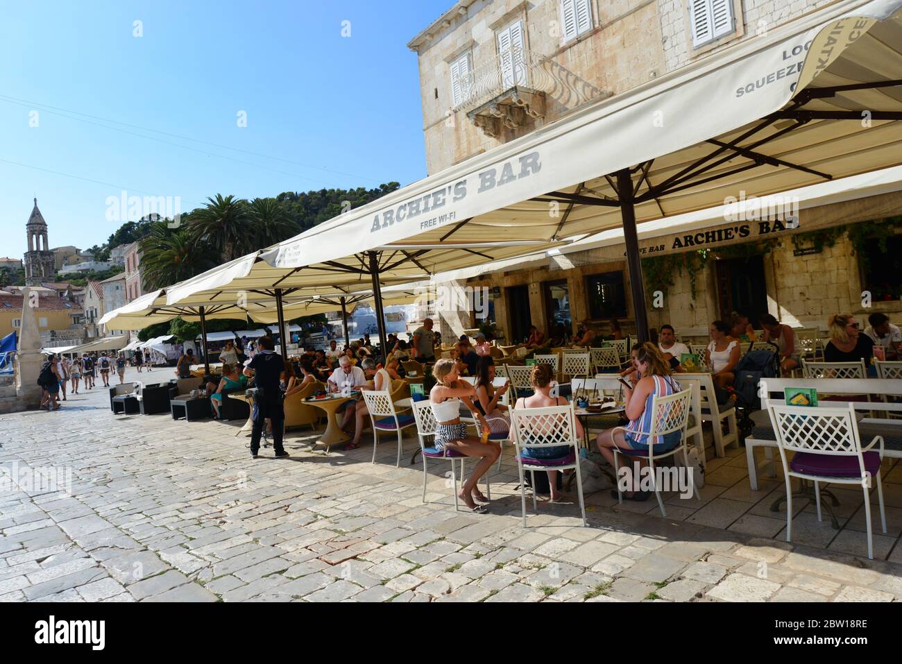 Archie's Bar in Hvar, Croatia. Stock Photo