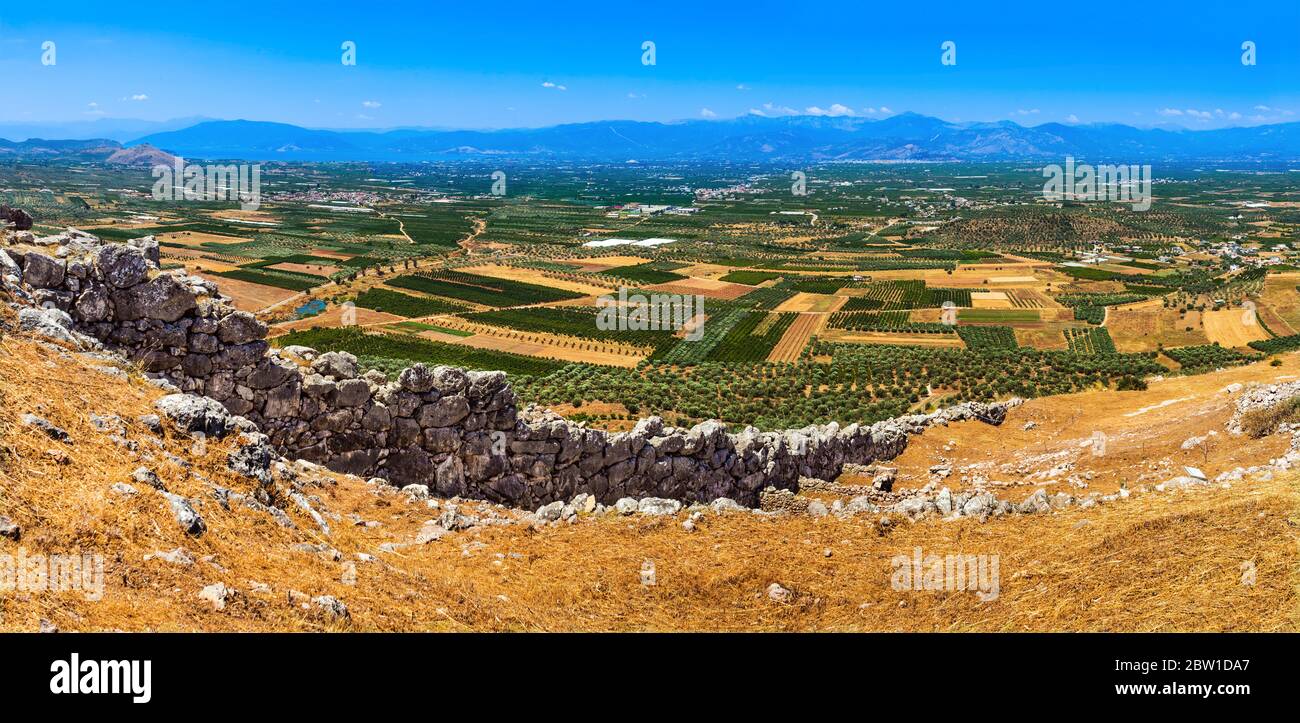 The archaeological site of Midea, a city of the ancient Mycenaeans in Peloponnese, Greece. Stock Photo