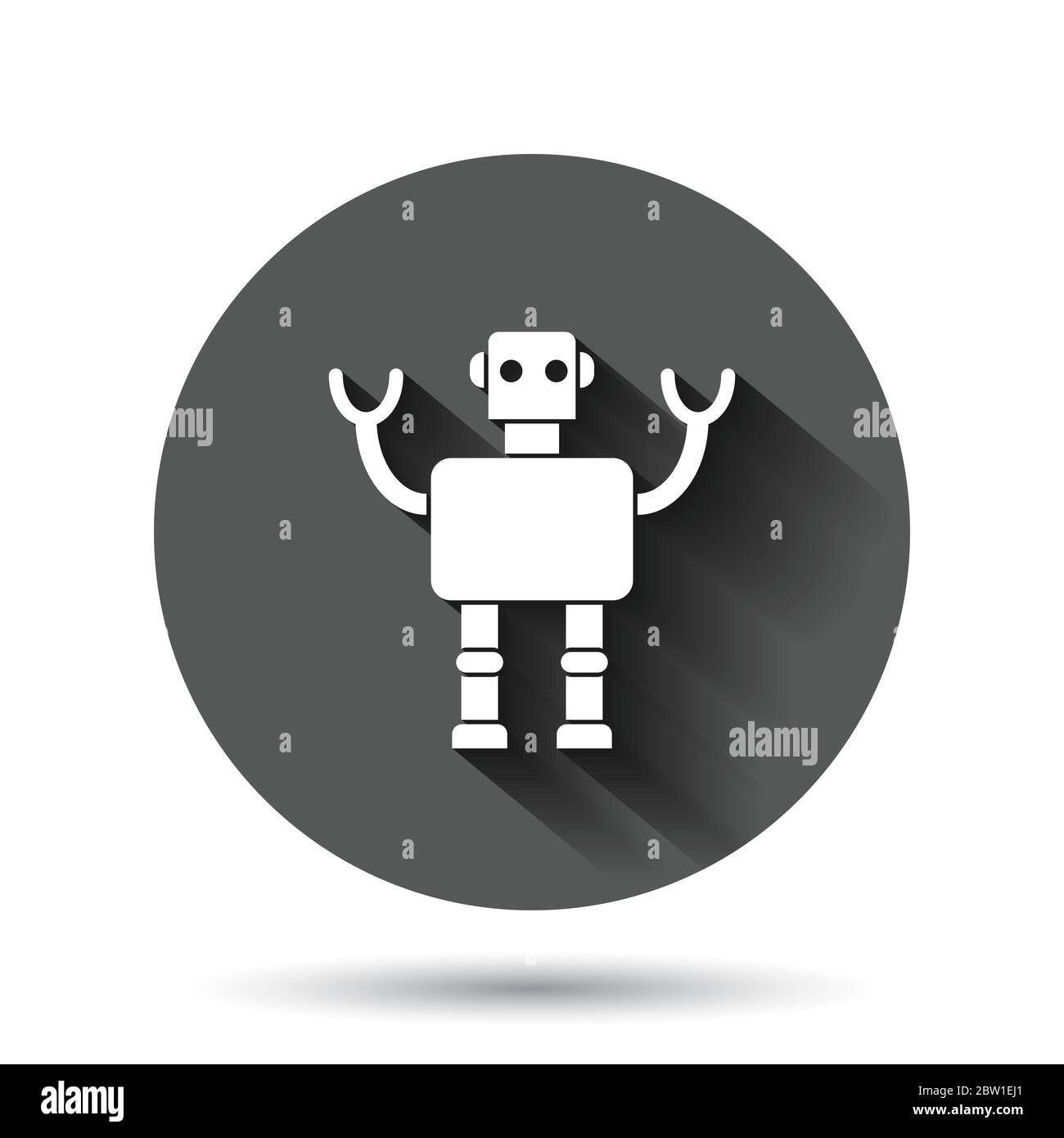 Cute robot chatbot icon in flat style. Bot operator vector illustration on  black round background with long shadow effect. Smart chatbot character cir  Stock Vector Image & Art - Alamy