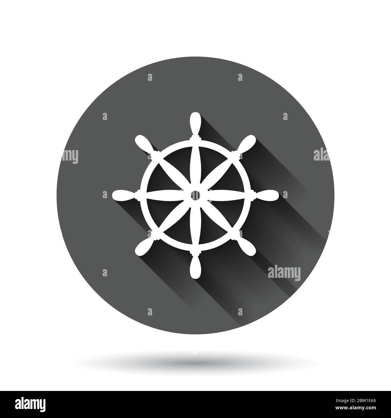 Helm wheel icon in flat style. Navigate steer vector illustration on ...