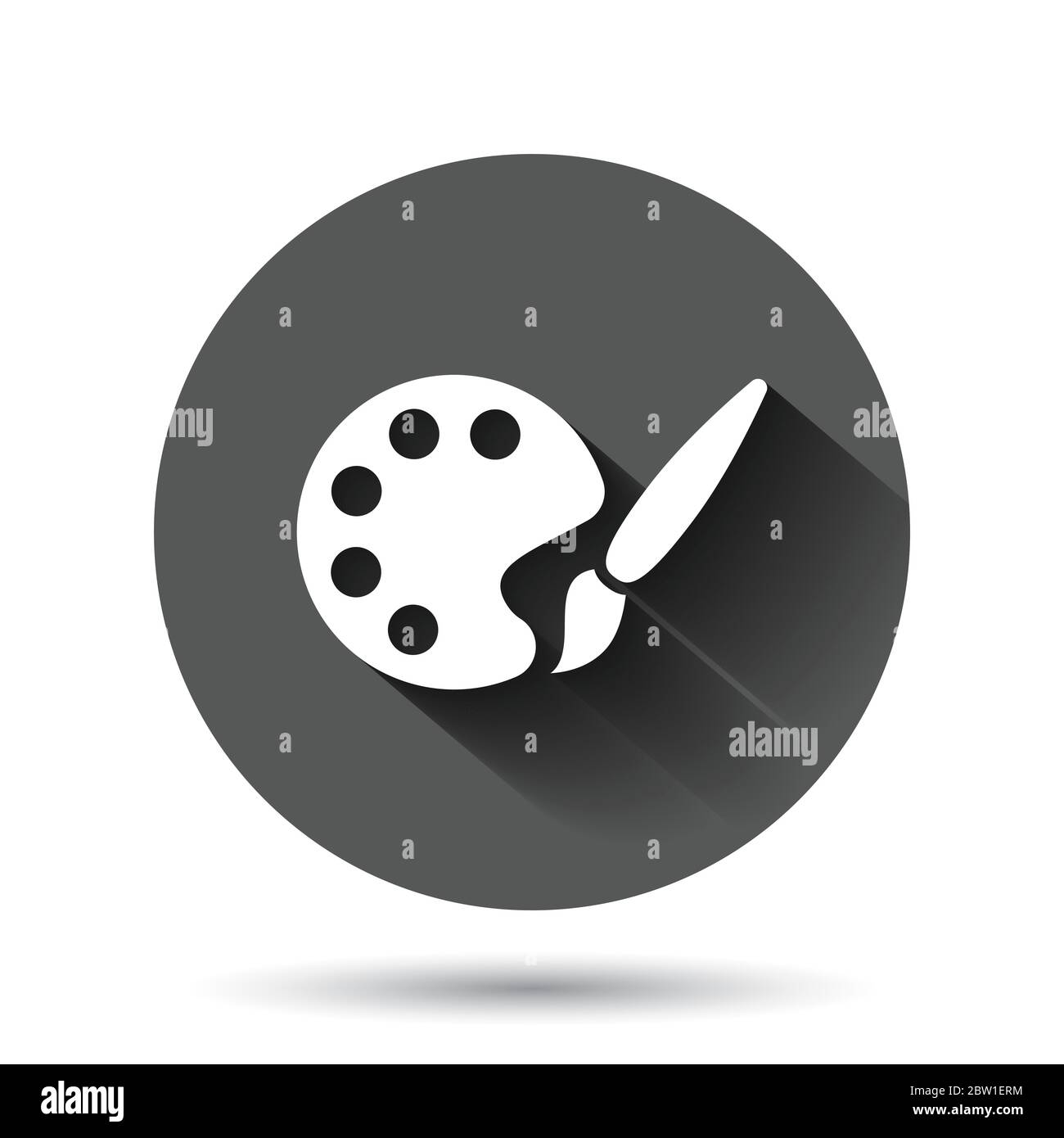 Paint brush icon in flat style. Palette vector illustration on black ...