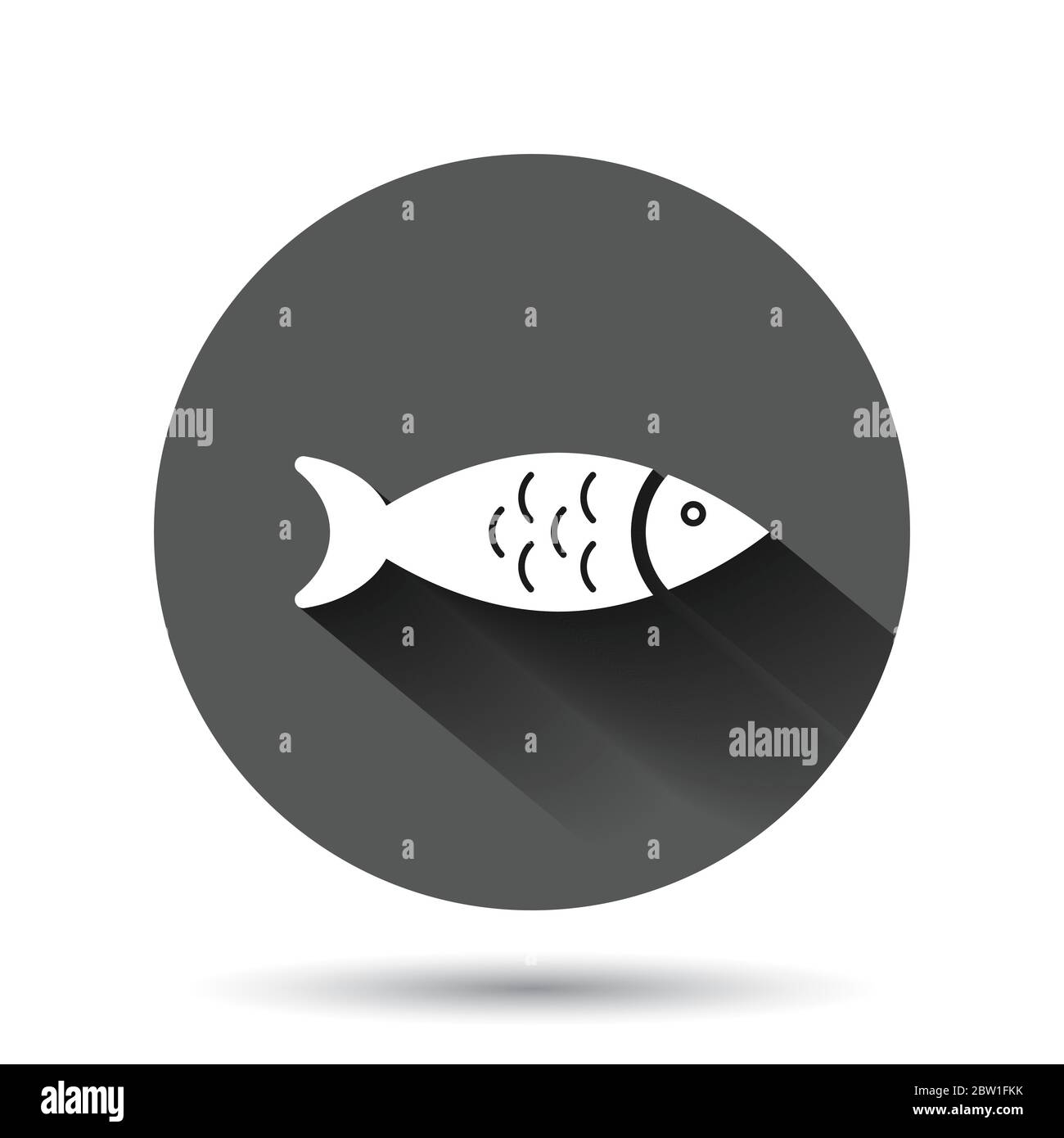 Fish icon in flat style. Seafood vector illustration on black round  background with long shadow effect. Sea animal circle button business  concept Stock Vector Image & Art - Alamy
