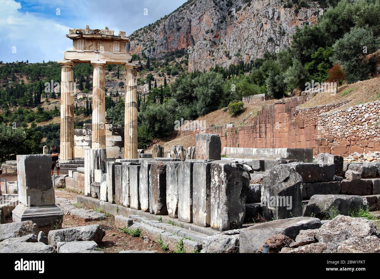 Ancient Greece. The The tholos of the sanctuary of Athena Pronaia, in the archaeological site of the Delphi Stock Photo