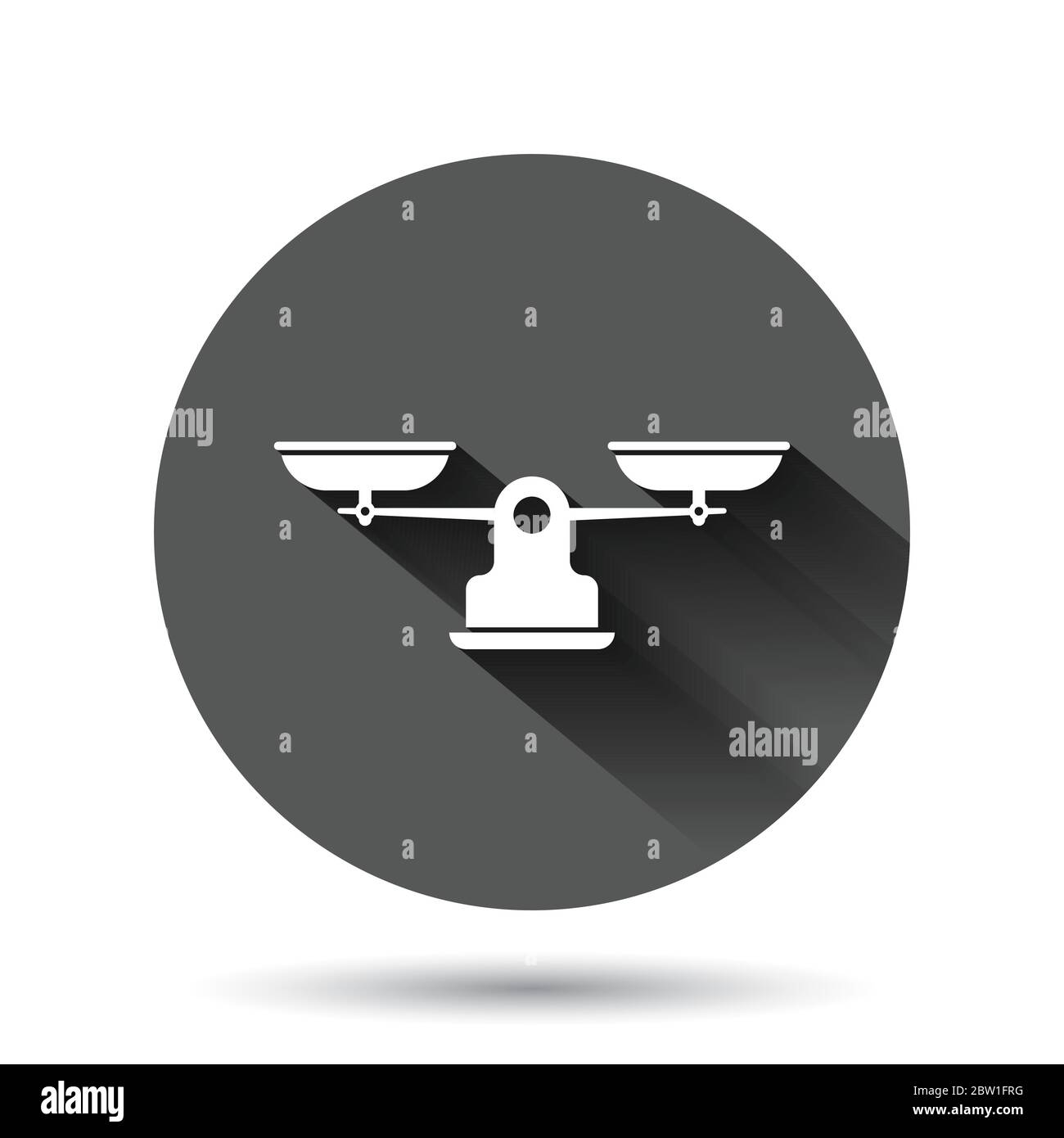 Scale balance icon in flat style. Justice vector illustration on black ...