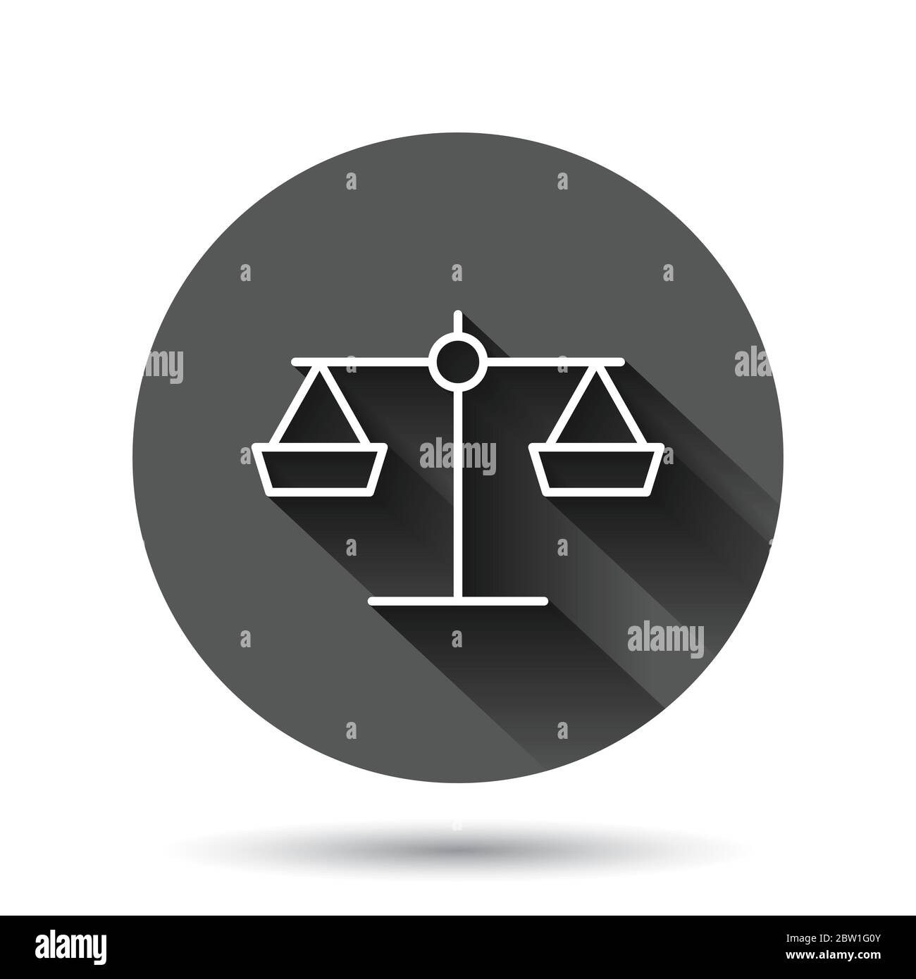 Scale balance icon in flat style. Justice vector illustration on black ...