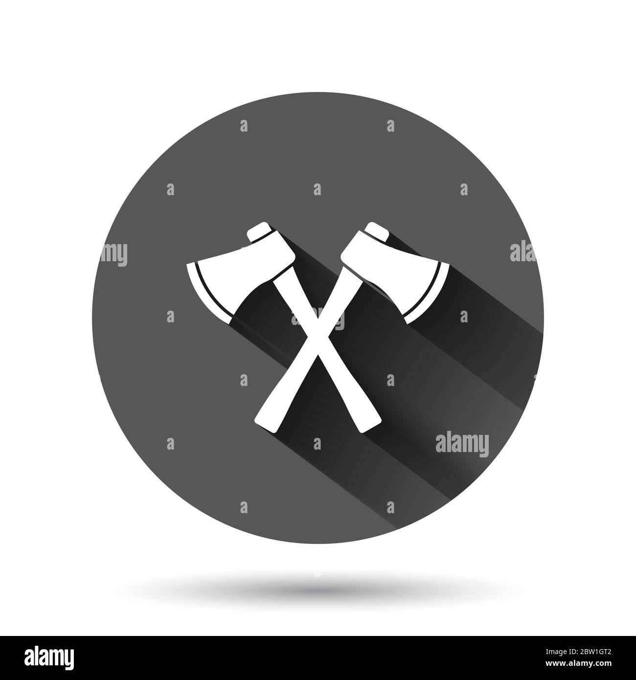 Axe icon in flat style. Lumberjack vector illustration on black round ...