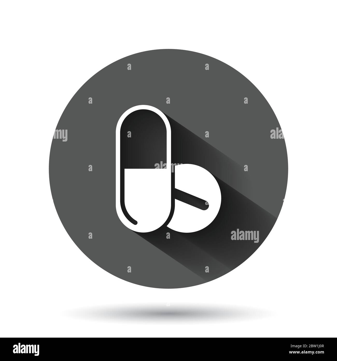 Pill capsule icon in flat style. Drugs vector illustration on black ...