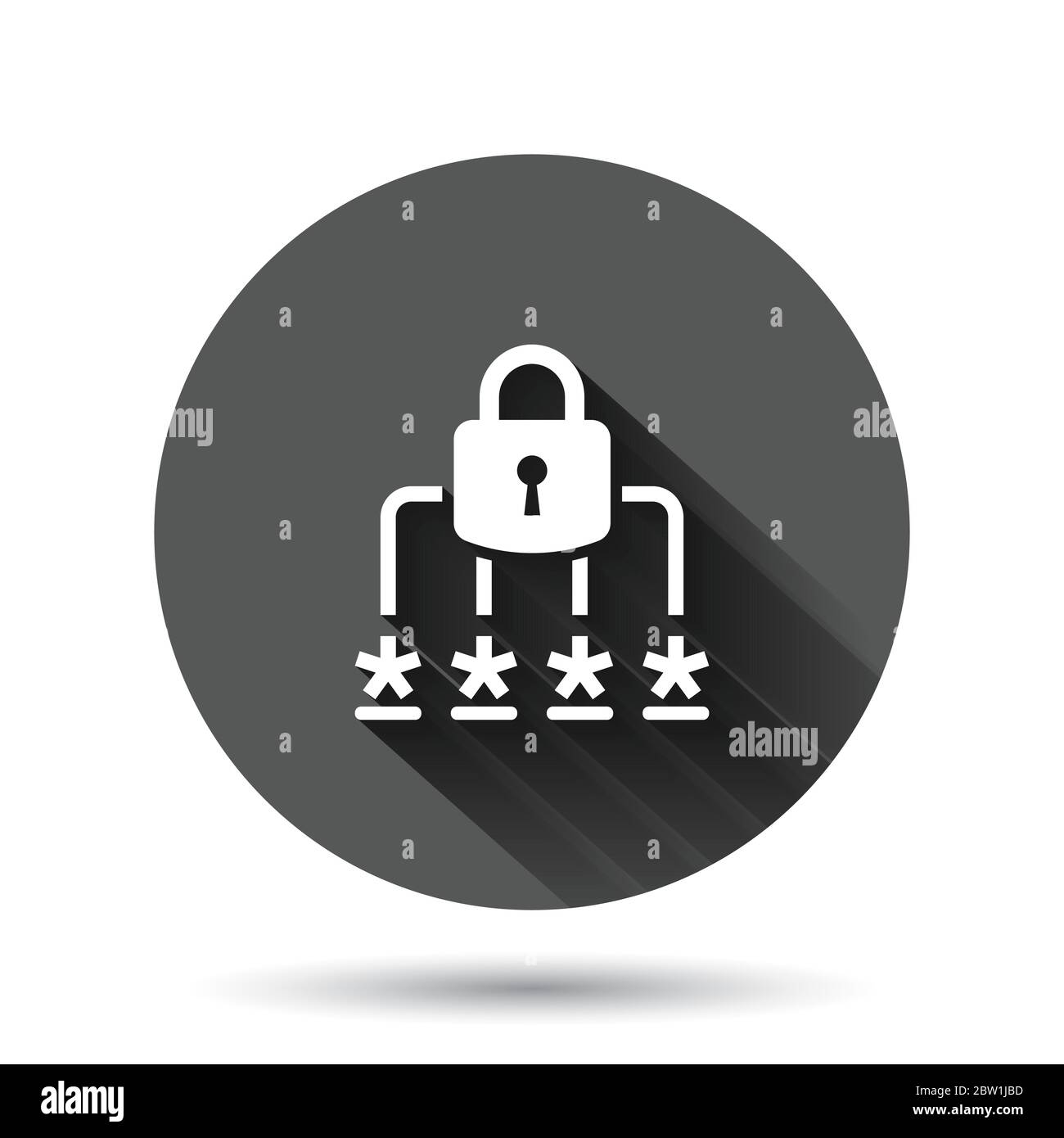 Login icon in flat style. Password access vector illustration on black ...