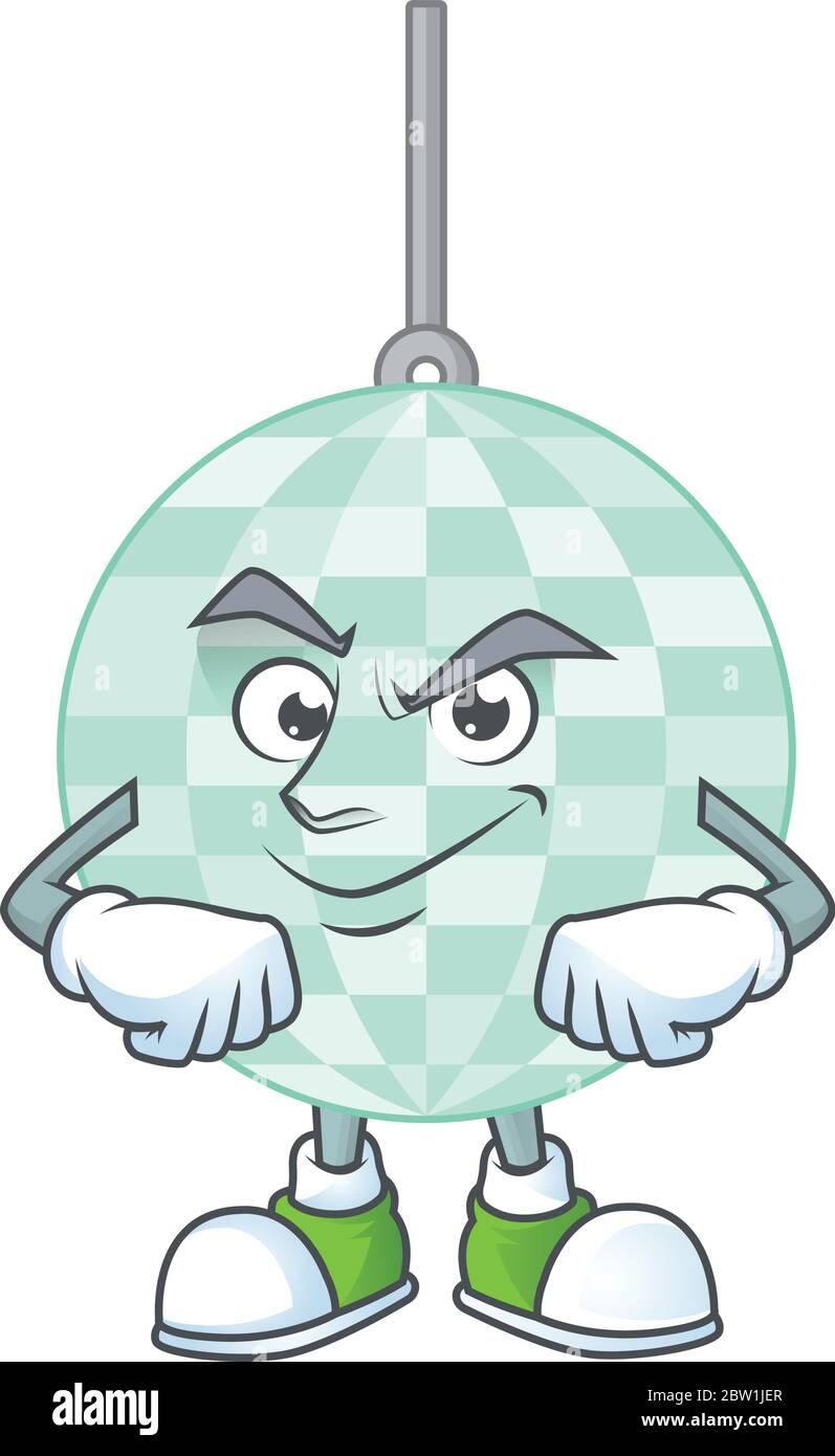 Disco ball cartoon character design with sneaky face Stock Vector Image