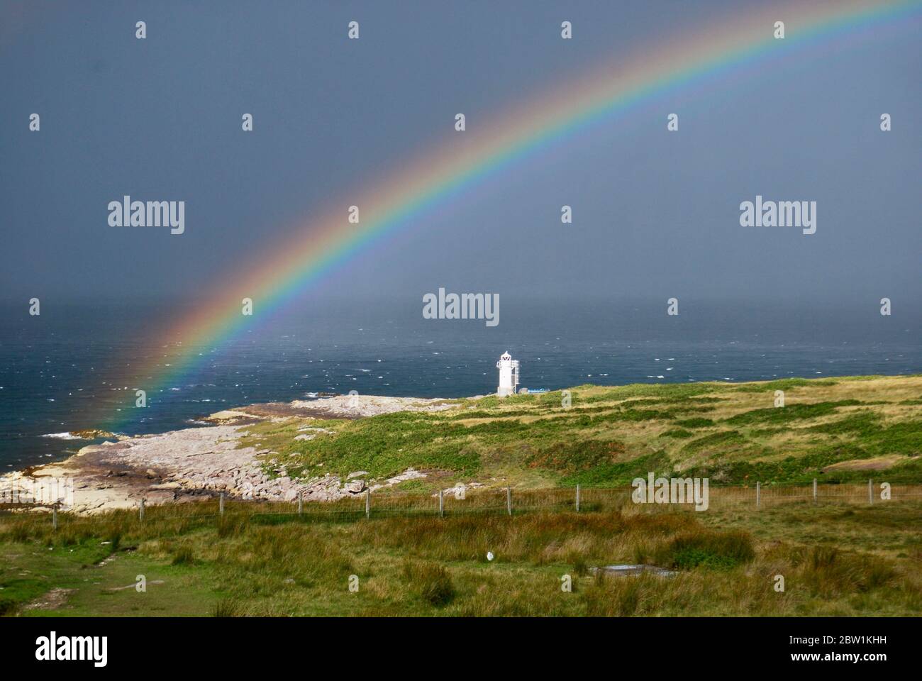rainbow, Rhue, Loch Broom, Highlands, Scotland, United Kingdom Stock Photo