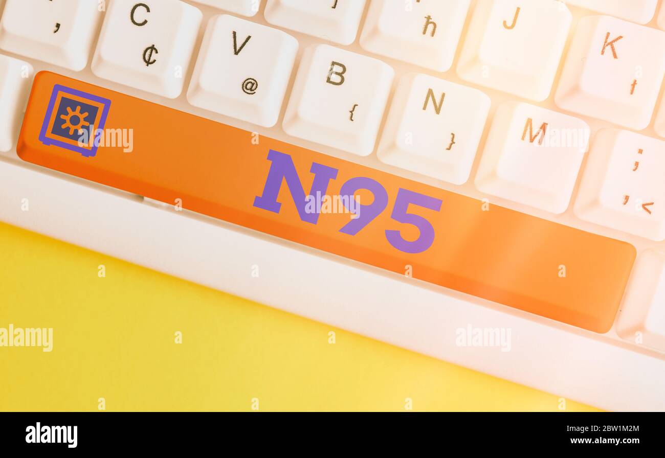 Text sign showing N95. Business photo text an individualal protective equipment that are used to protect the wearer Stock Photo