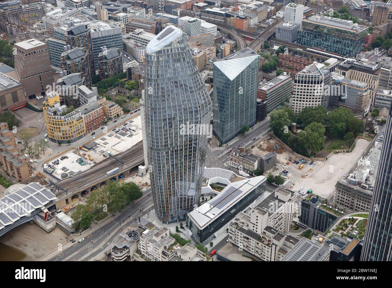 Aerial View St George: One Blackfrairs aka The Pregnant Building, London, UK Stock Photo