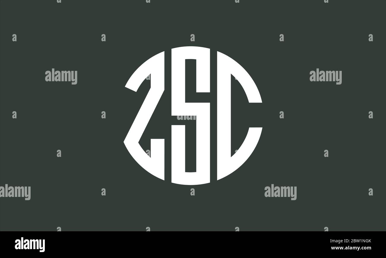ZSC circular emblem alphabet letter vector logo template Stock Vector