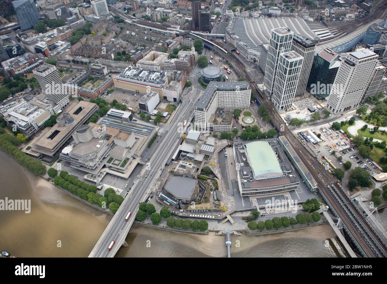 Aerial View of the Area around Waterloo and Waterloo Station, London, UK Stock Photo