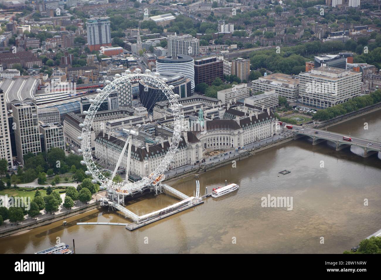 Aerial View of London Eye and Jubilee Gardens, London, UK Stock Photo