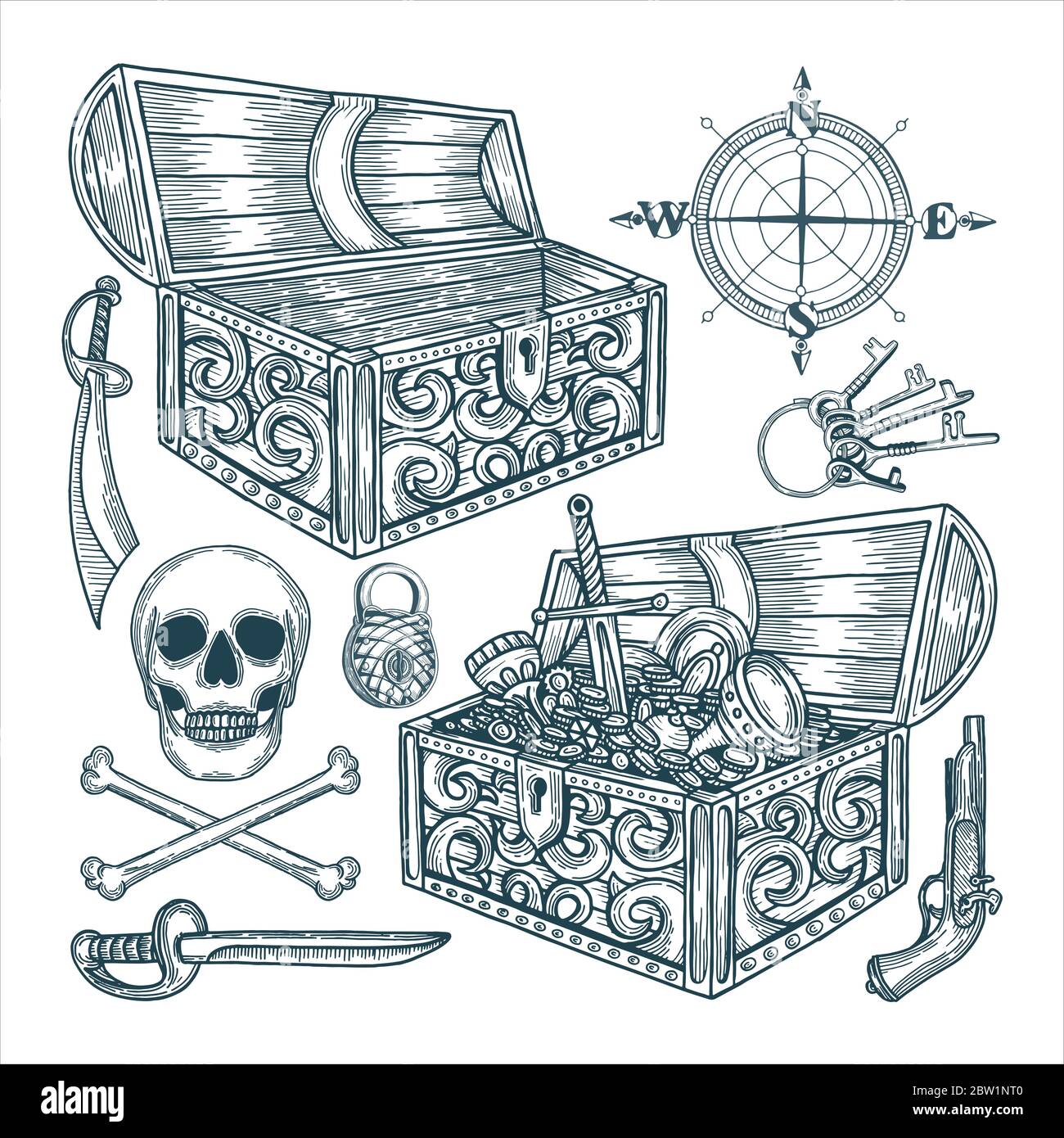 pirate treasure chest drawing